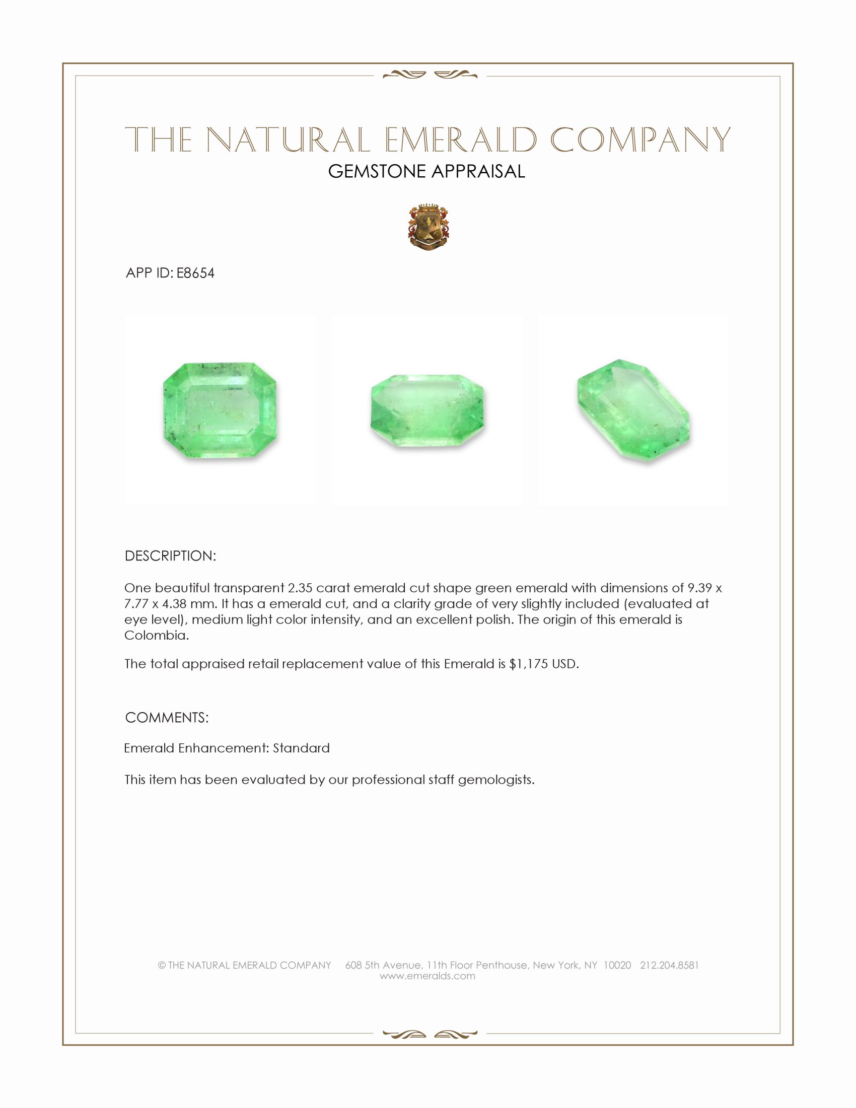 2.35 Ct. Emerald from Colombia