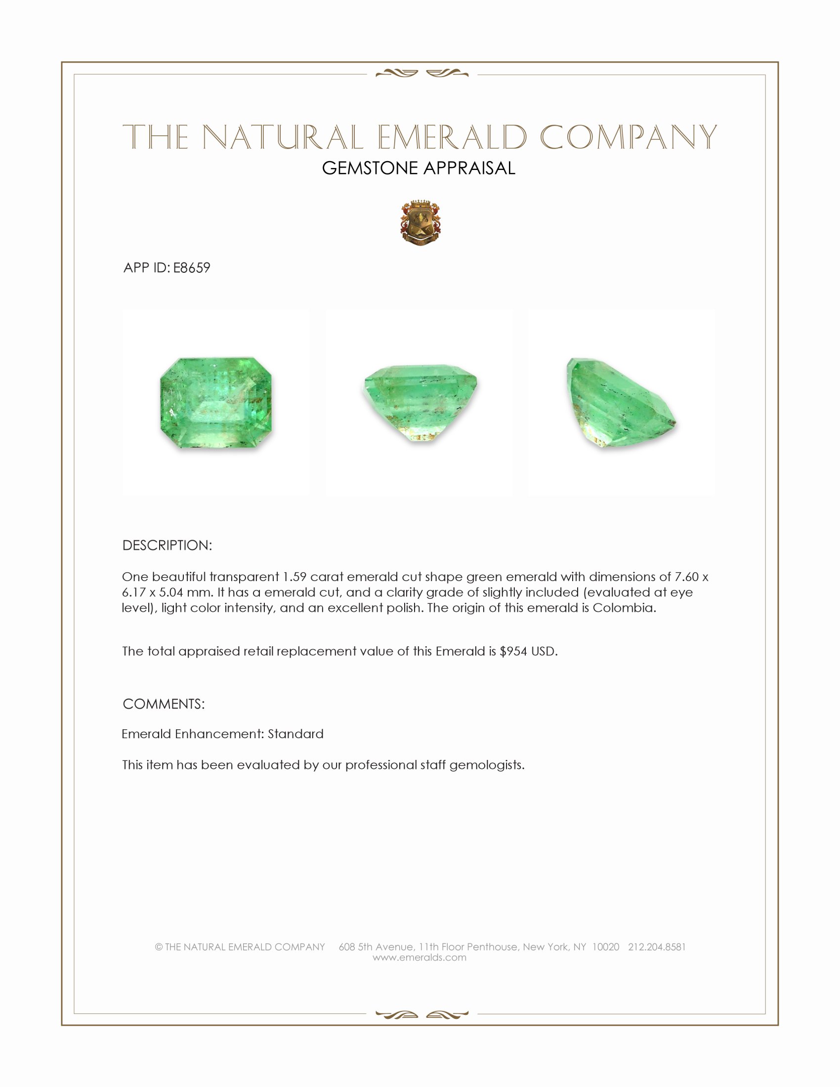 1.59 Ct. Emerald from Colombia