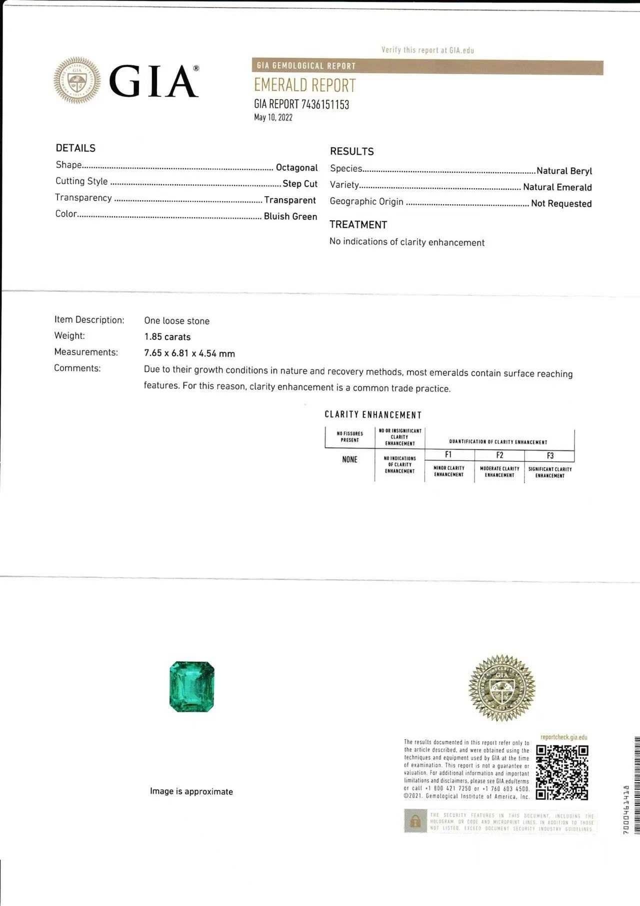 1.85 Ct. Emerald from Zambia