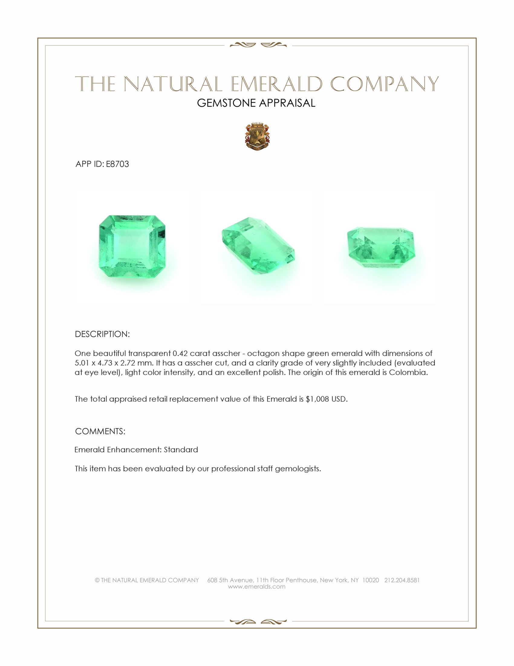 0.42 Ct. Emerald from Colombia