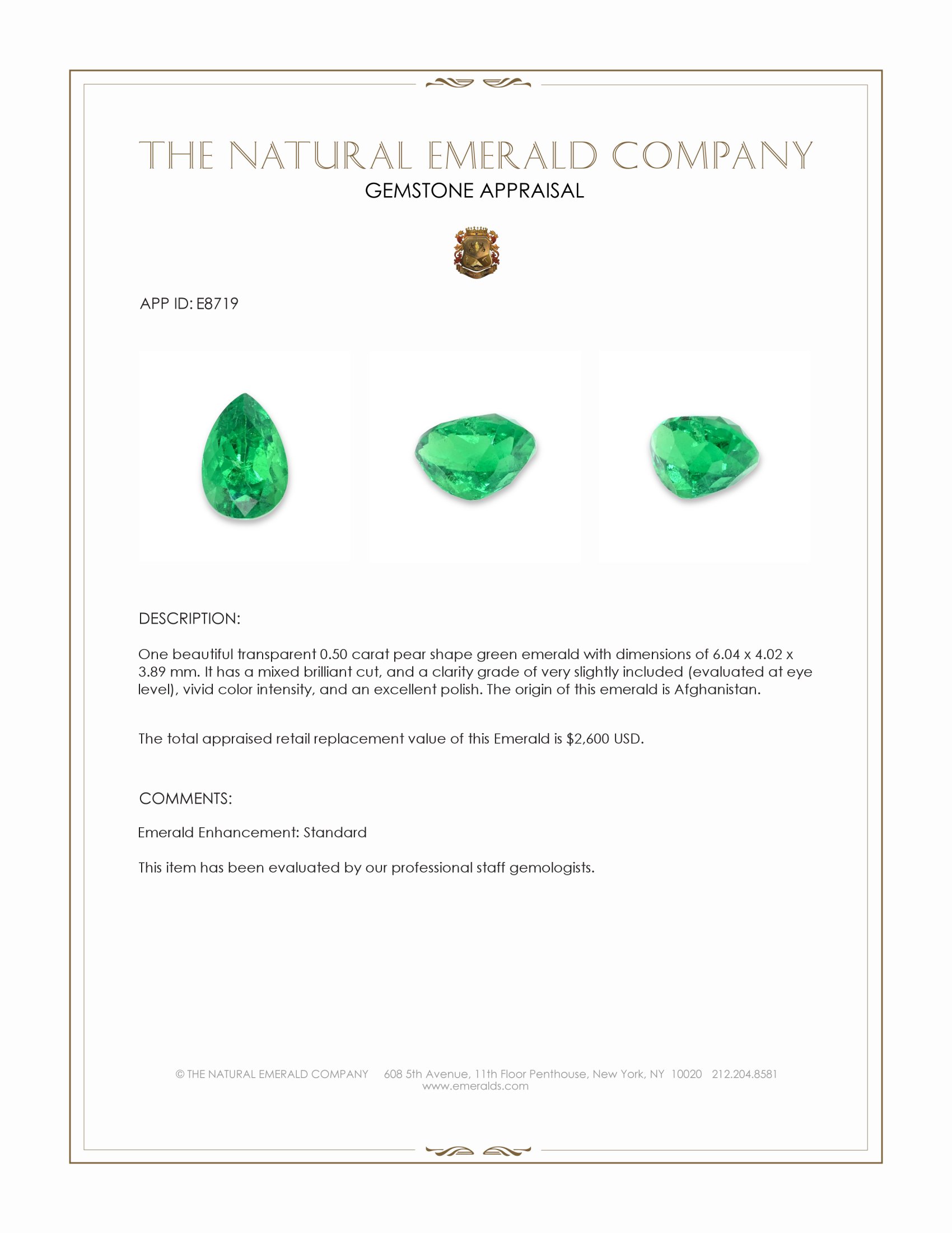 0.50 Ct. Emerald from Afghanistan