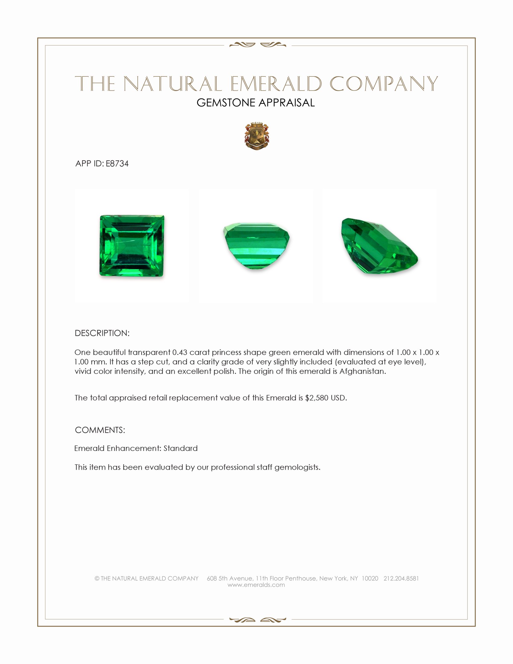 0.43 Ct. Emerald from Afghanistan