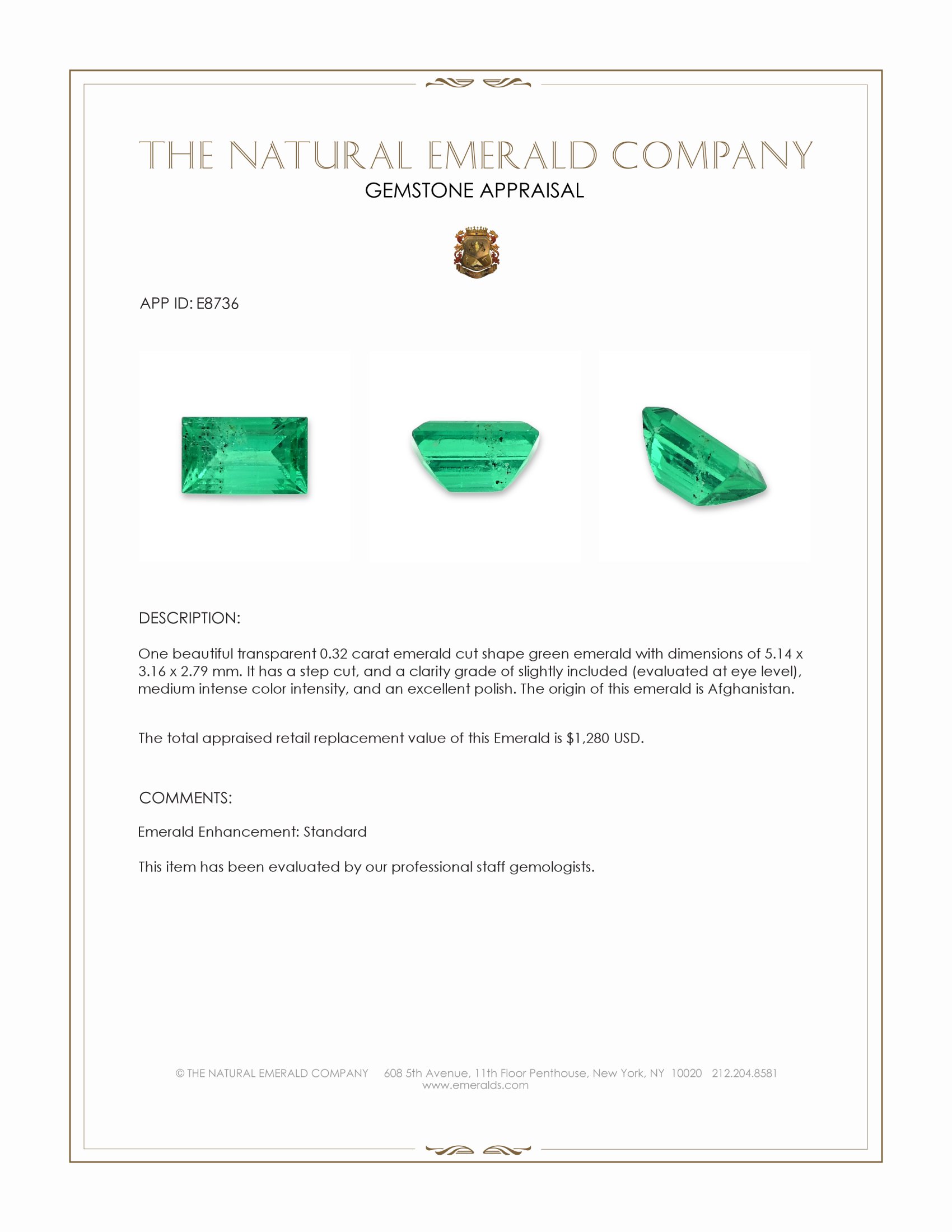 0.32 Ct. Emerald from Afghanistan