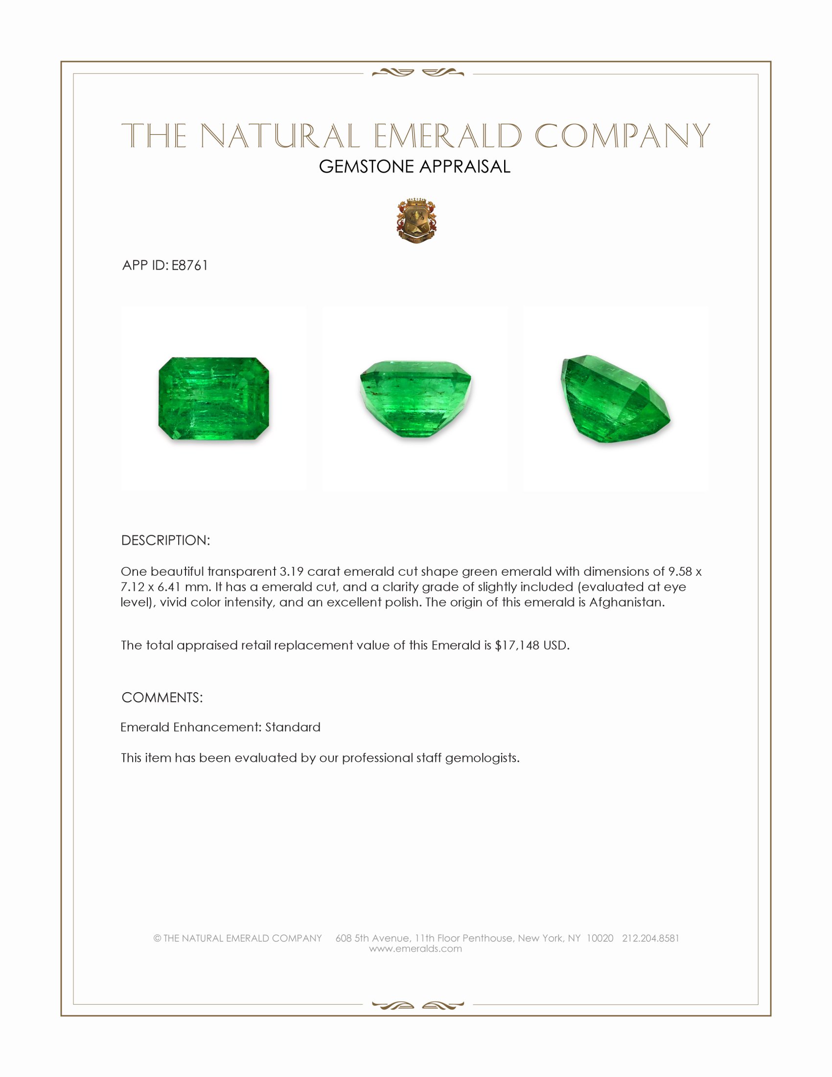 3.19 Ct. Emerald from Afghanistan