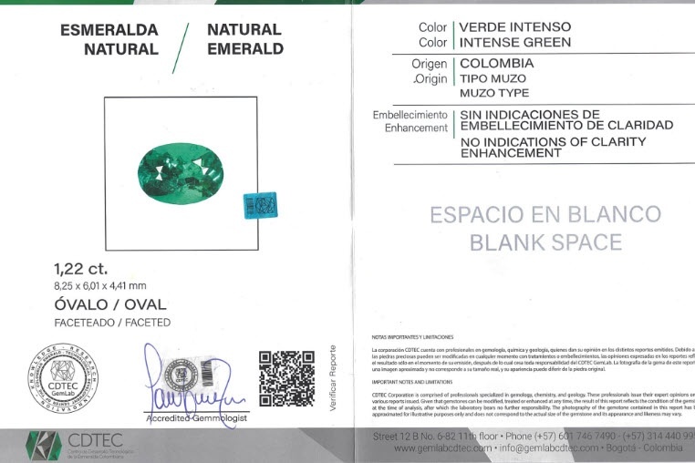 1.22 Ct. Emerald from Colombia - Muzo