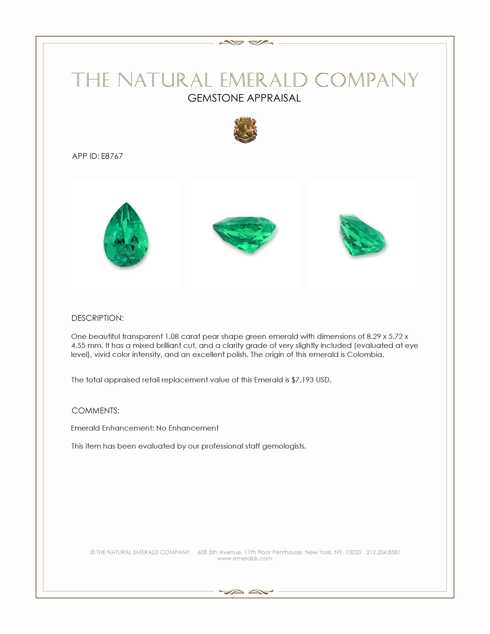 1.08 Ct. Emerald from Colombia