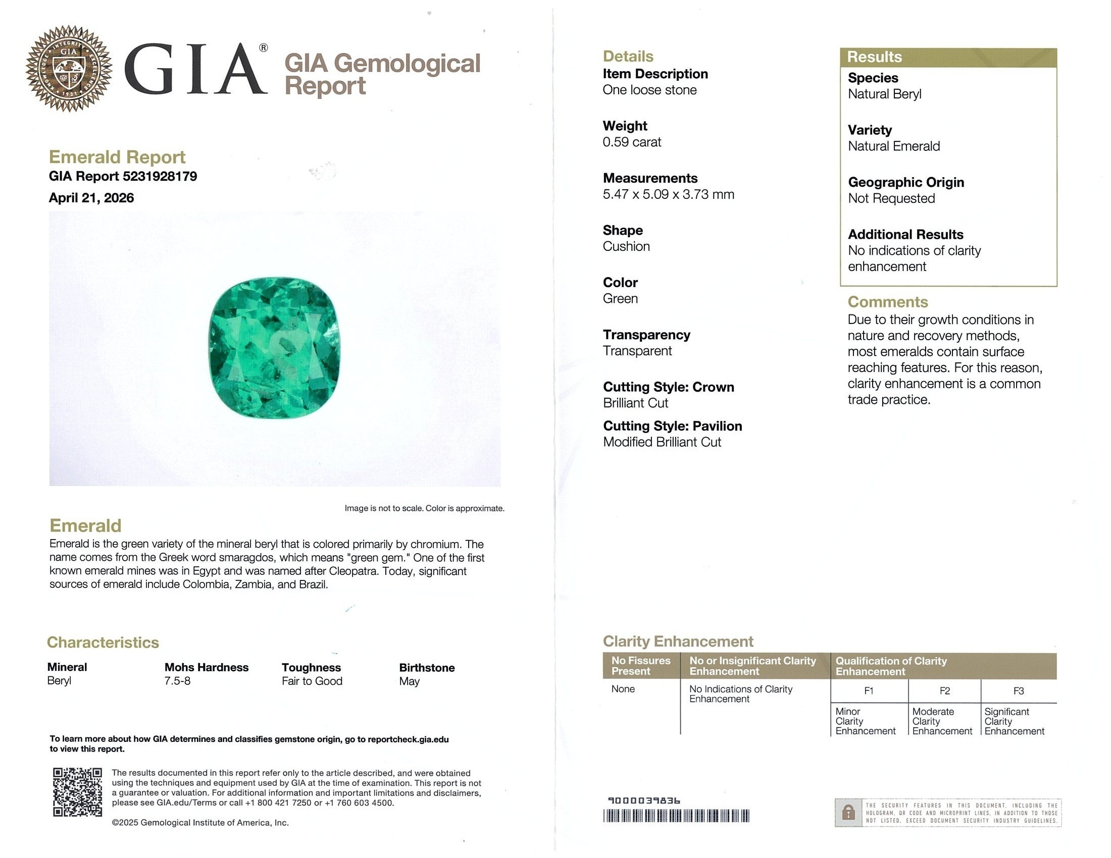 0.59 Ct. Emerald from Colombia