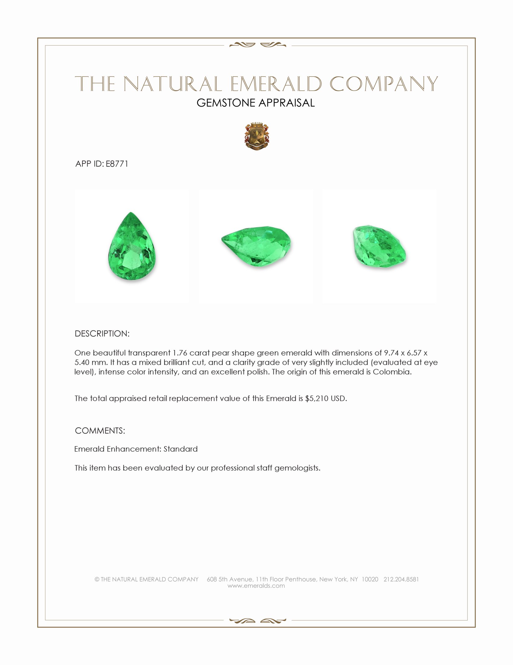 1.76 Ct. Emerald from Colombia