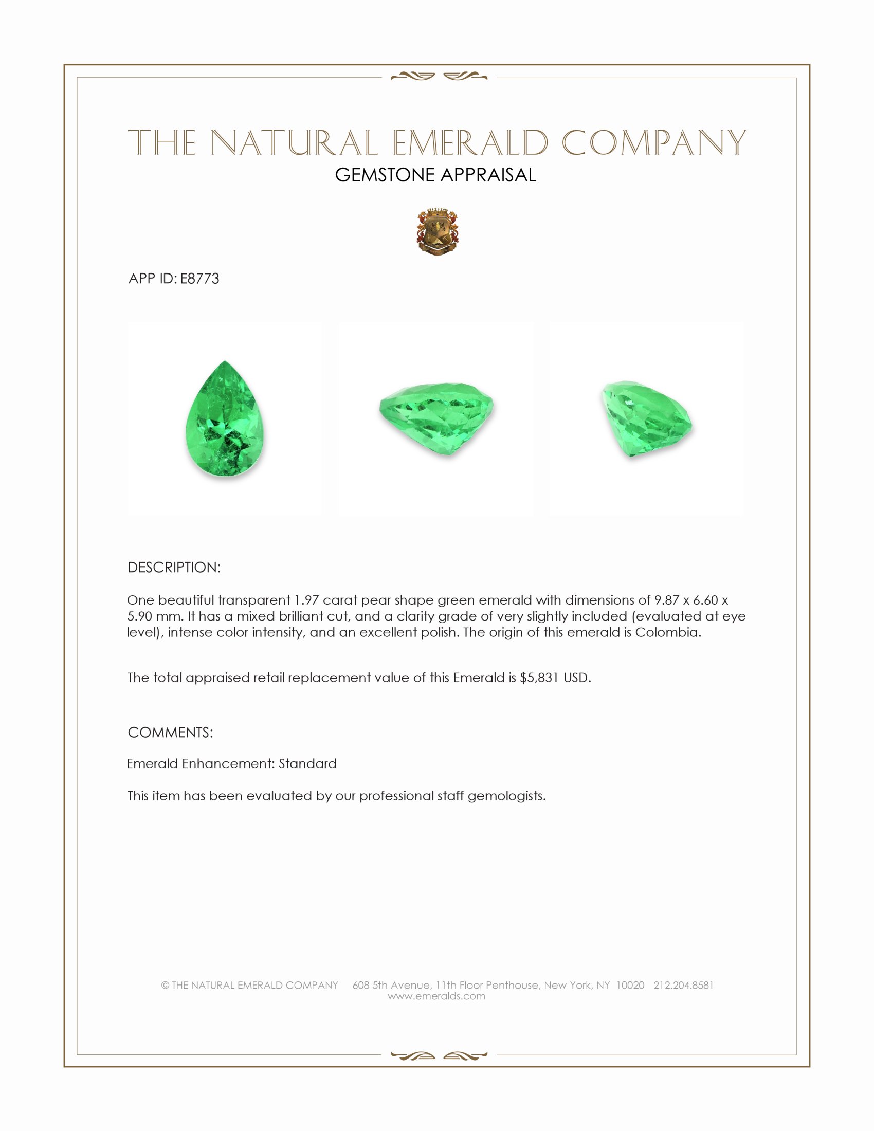 1.97 Ct. Emerald from Colombia