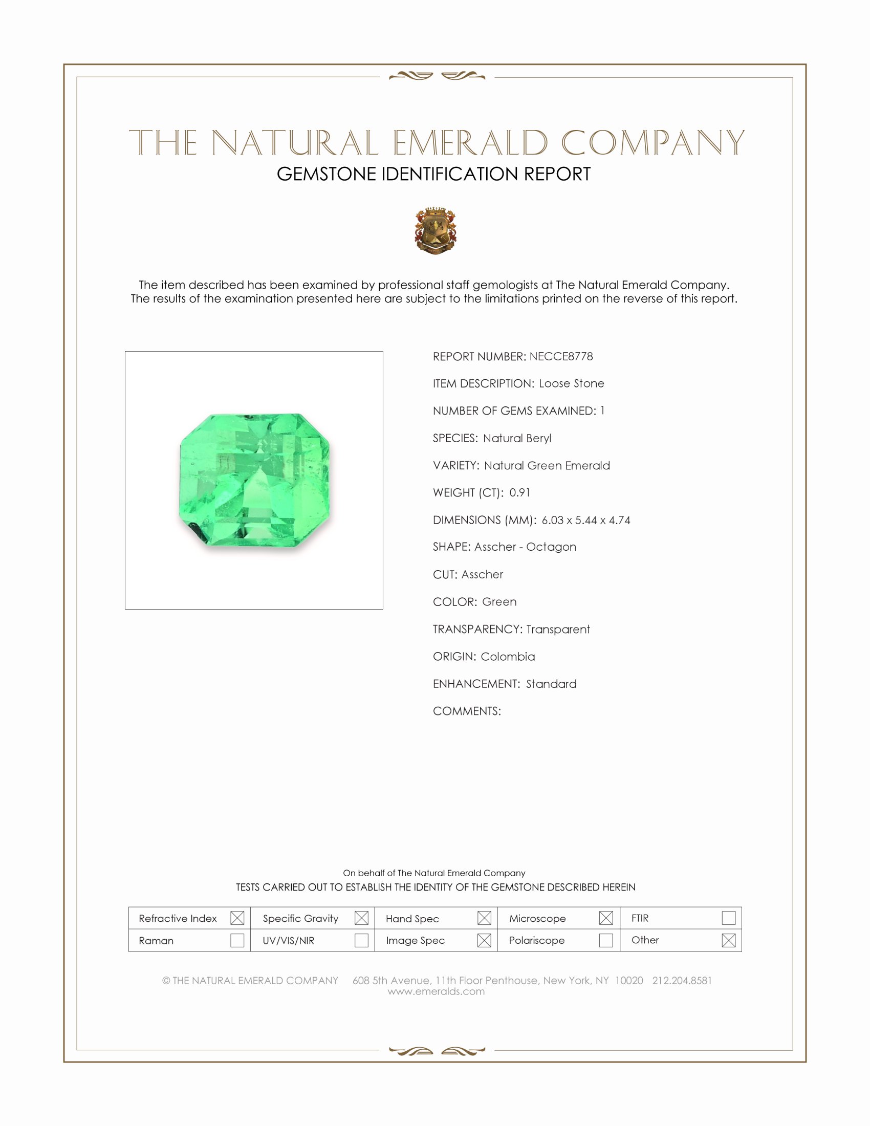 0.91 Ct. Emerald from Colombia