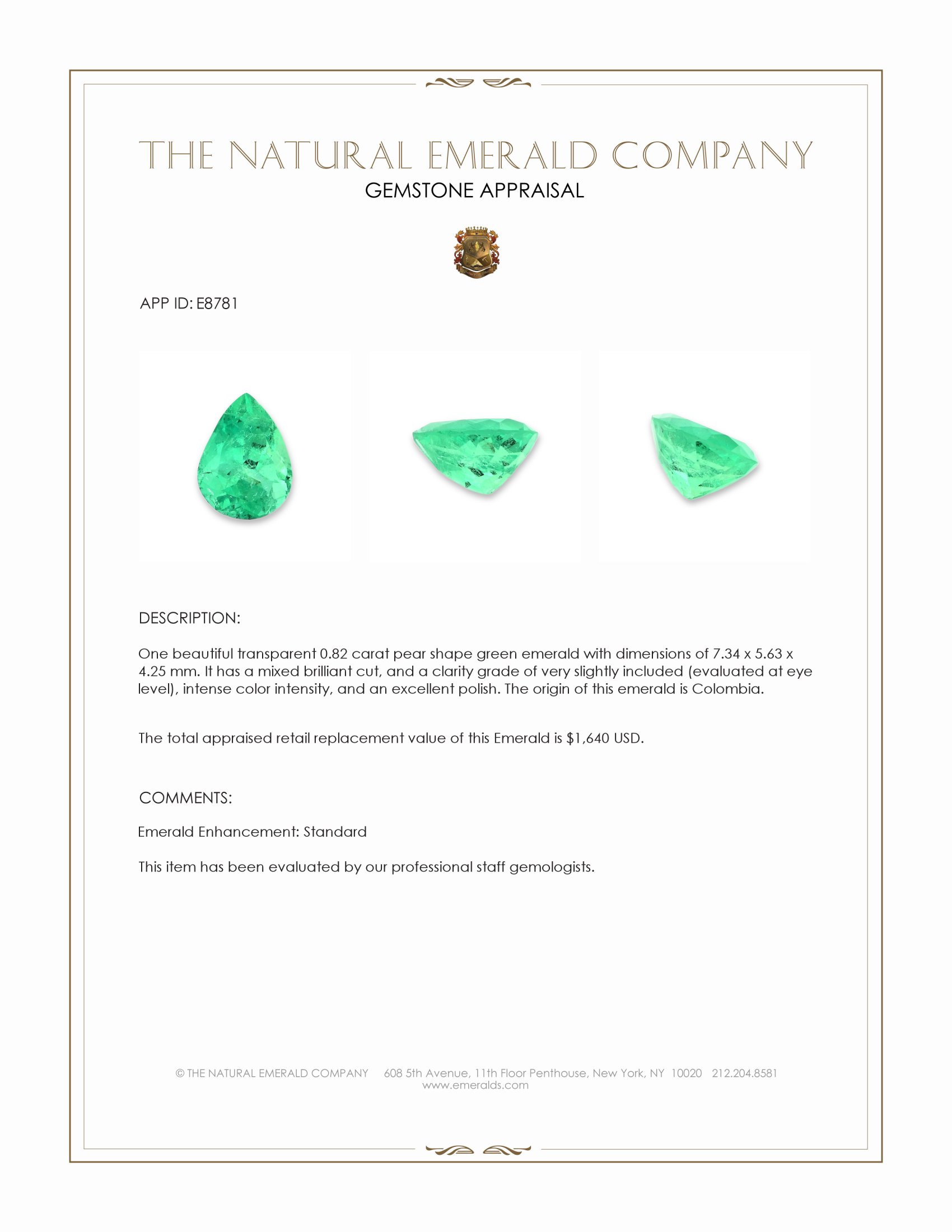 0.81 Ct. Emerald from Colombia