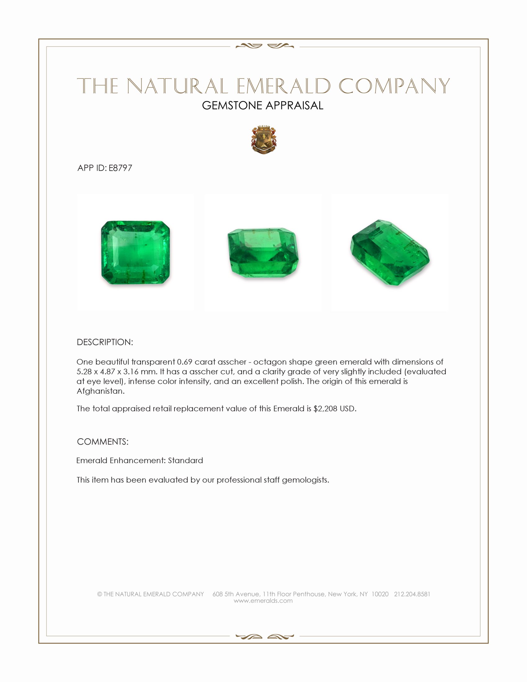 0.69 Ct. Emerald from Afghanistan
