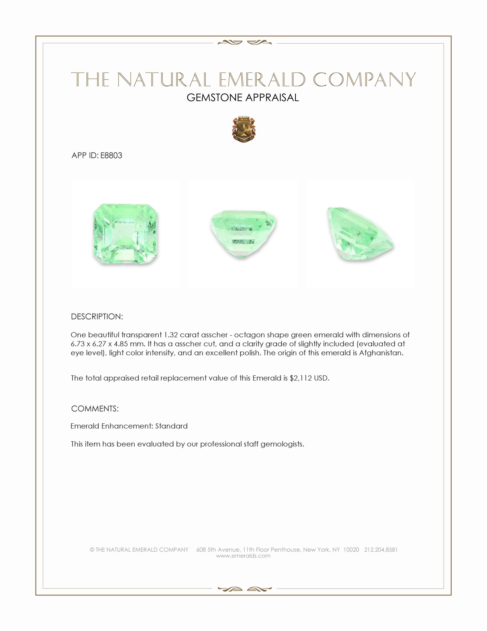 1.32 Ct. Emerald from Afghanistan