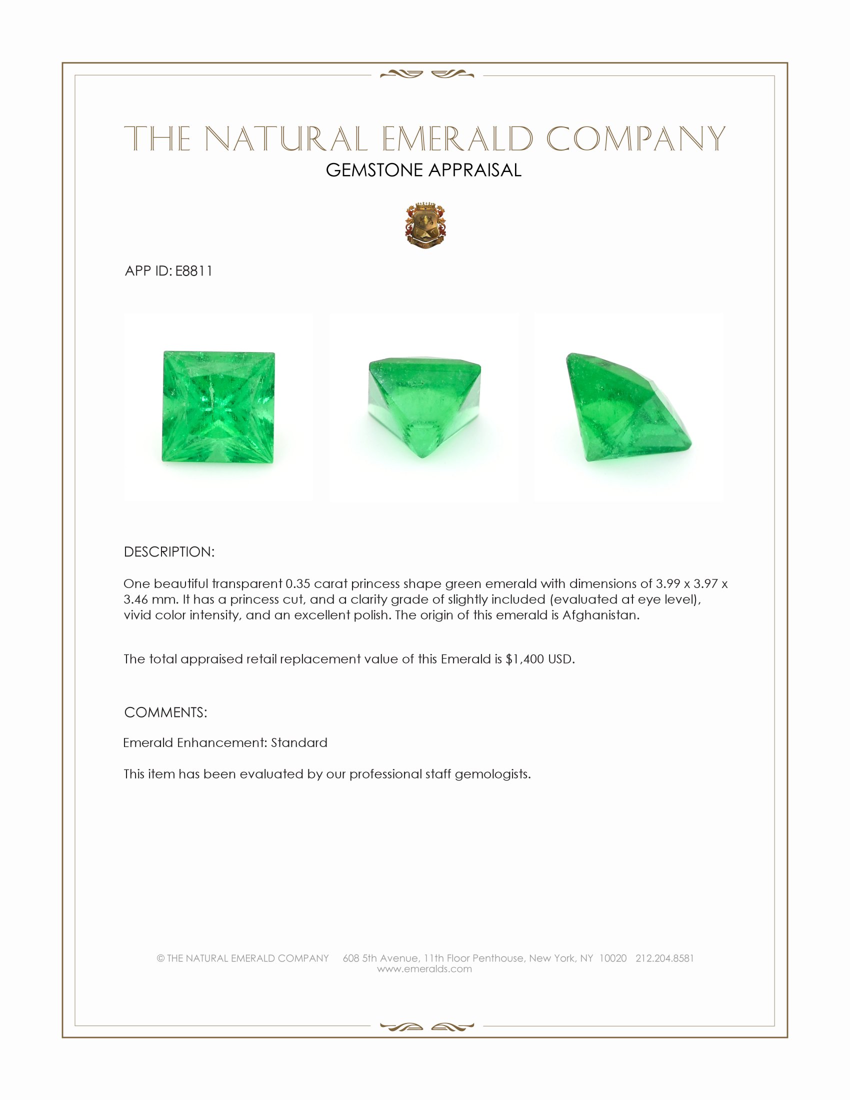 0.35 Ct. Emerald from Afghanistan