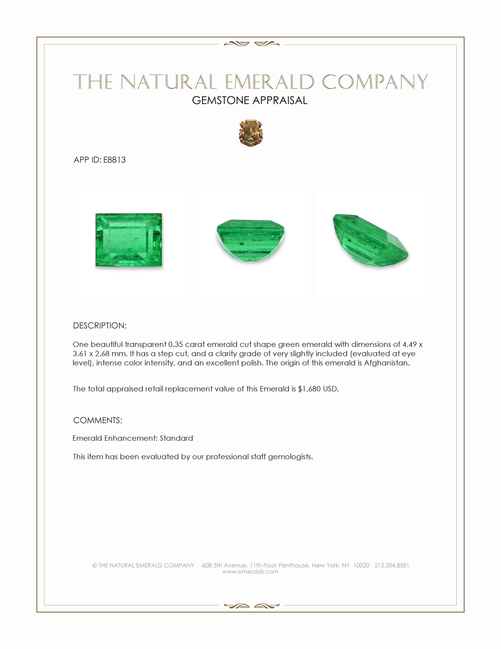 0.35 Ct. Emerald from Afghanistan
