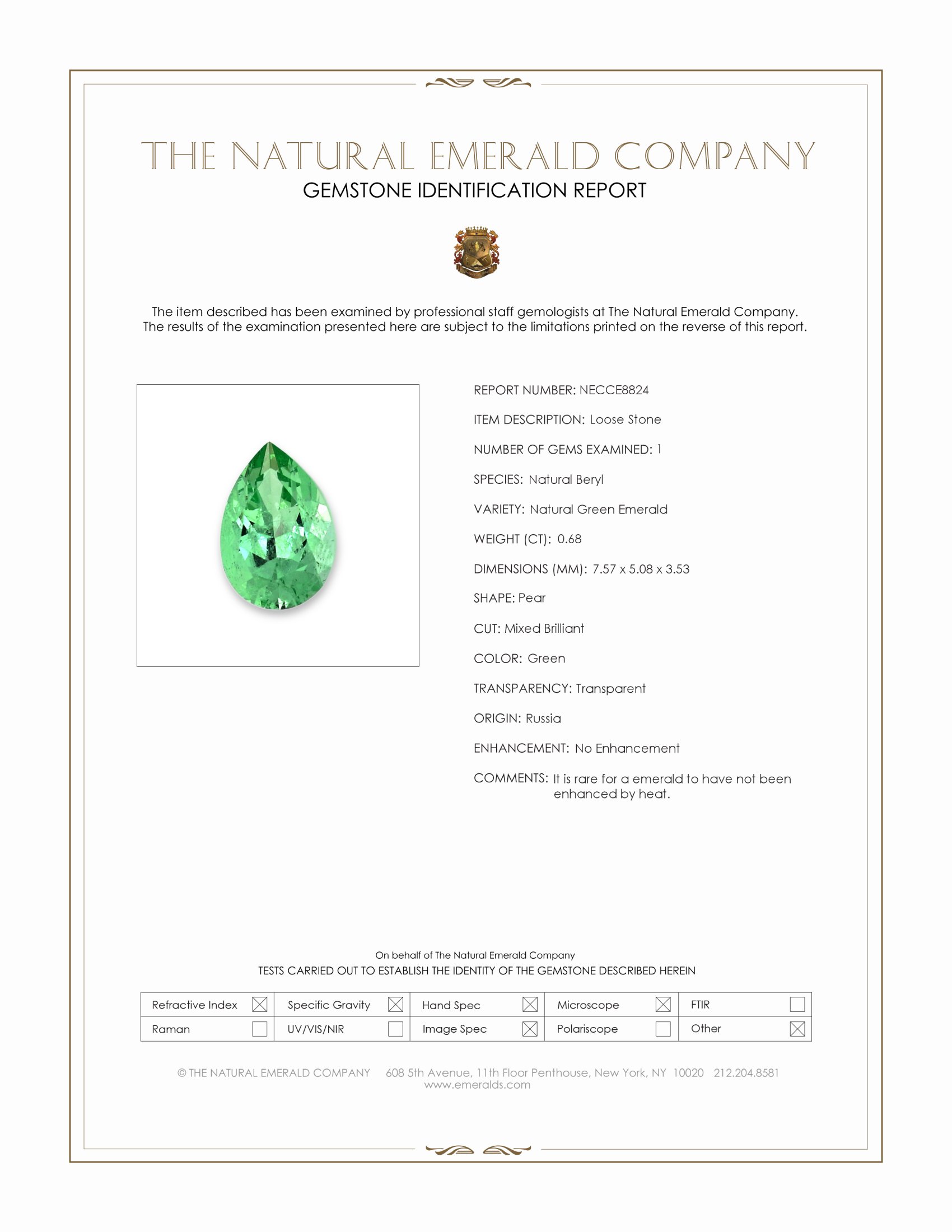 0.68 Ct. Emerald from Russia