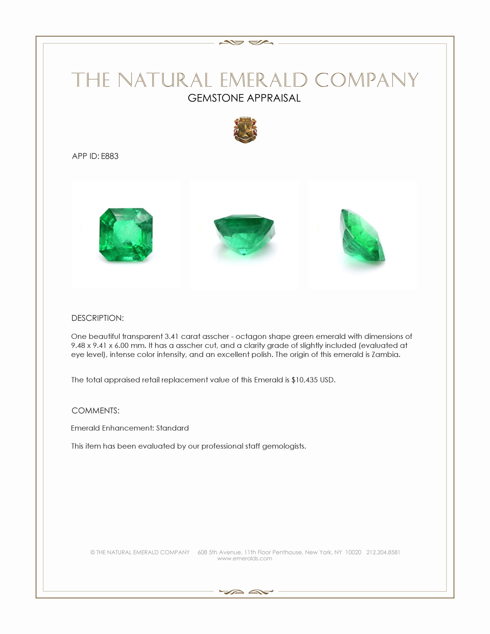 3.41 Ct. Emerald from Zambia