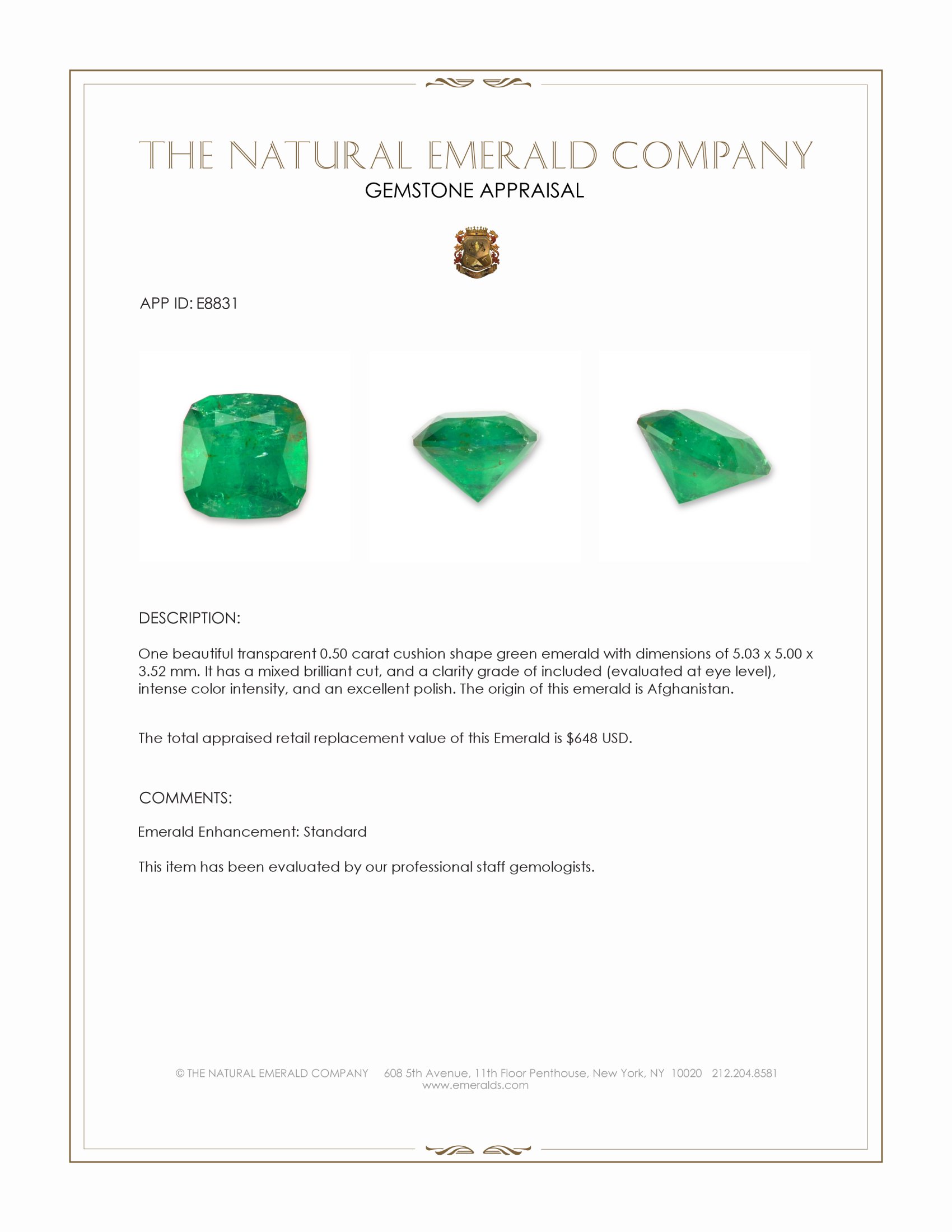 0.50 Ct. Emerald from Afghanistan