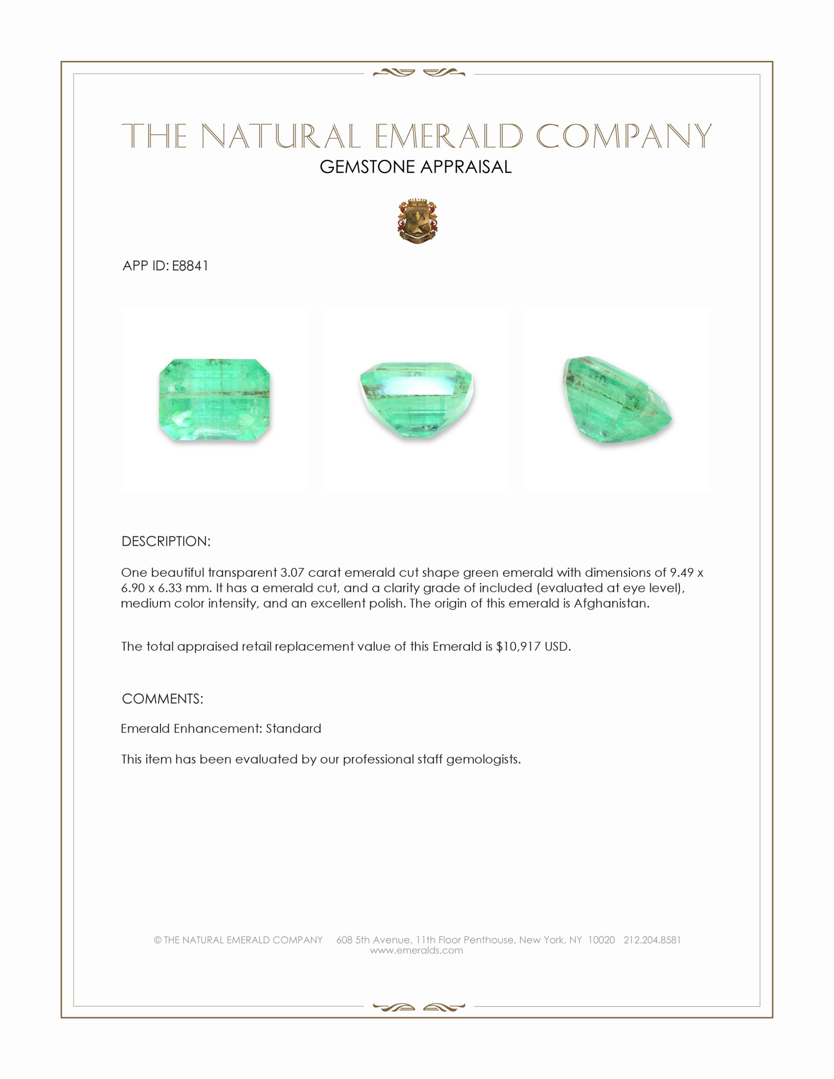 3.07 Ct. Emerald from Afghanistan