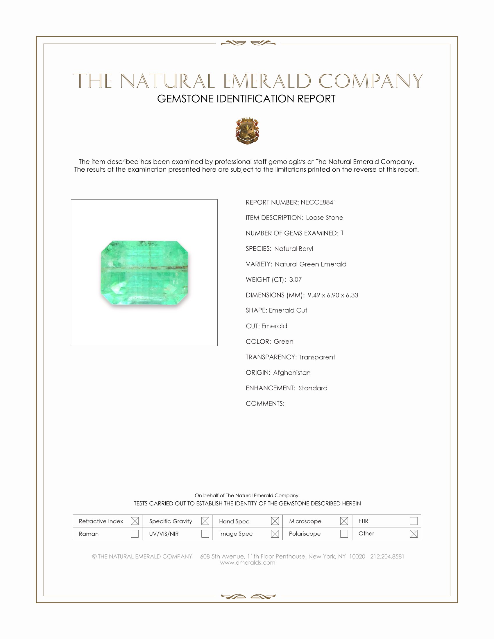 3.07 Ct. Emerald from Afghanistan