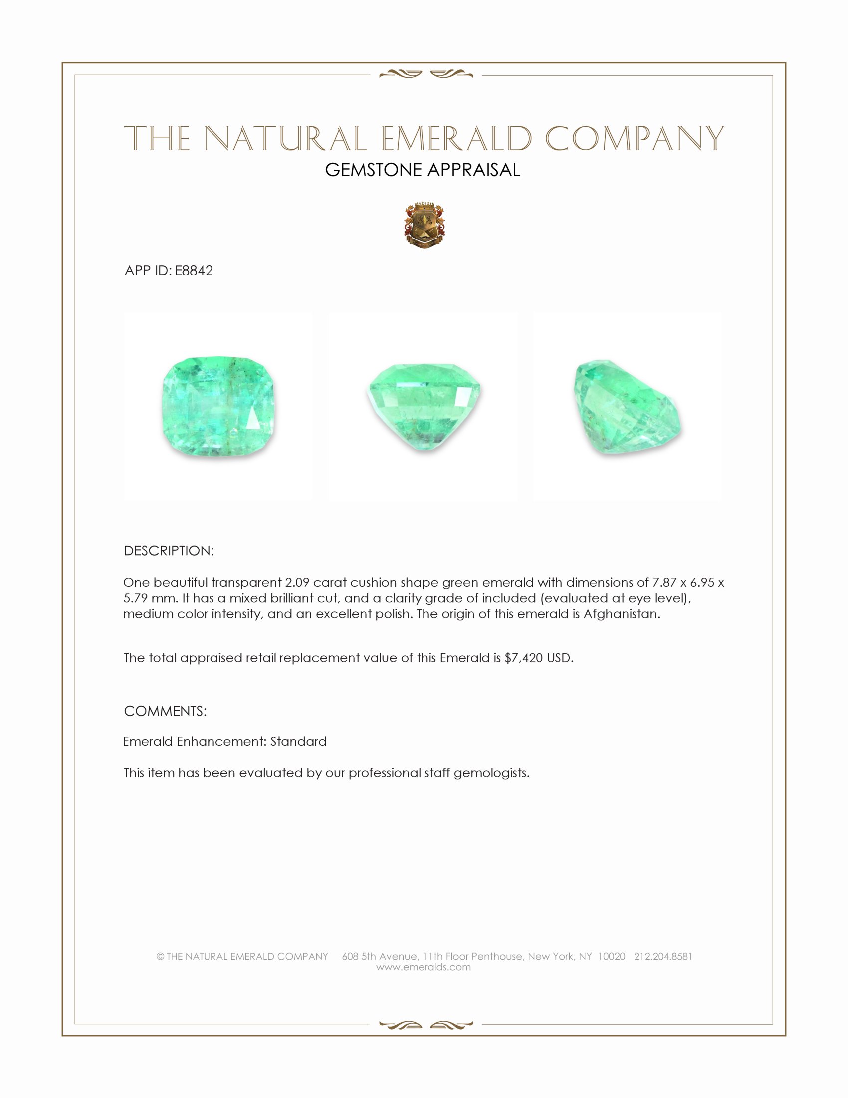 2.09 Ct. Emerald from Afghanistan