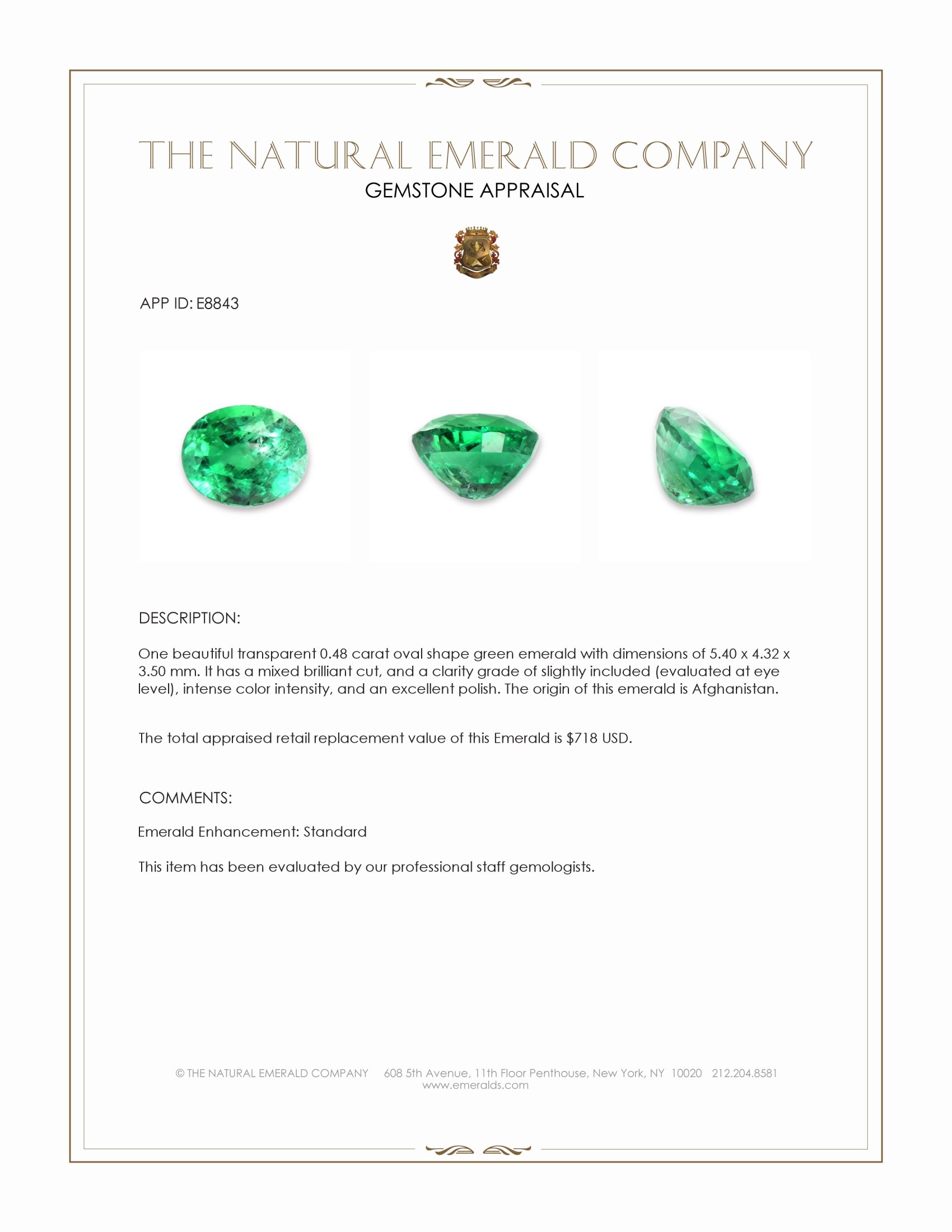 0.48 Ct. Emerald from Afghanistan