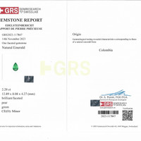 2.20 Ct. Emerald from Colombia Scan Report