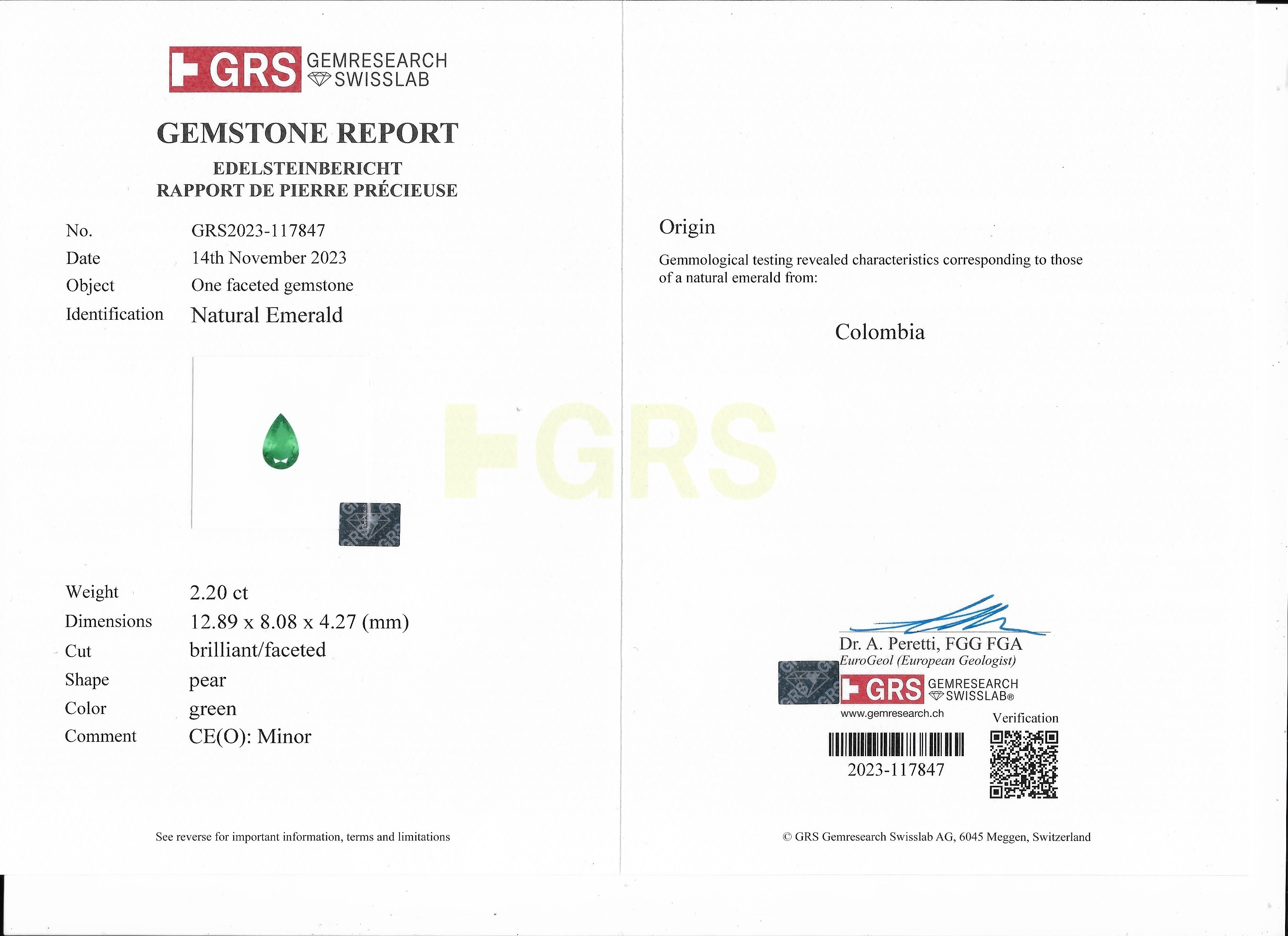 2.20 Ct. Emerald from Colombia