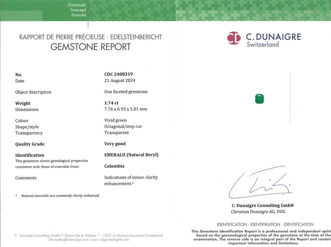 1.74 Ct. Emerald from Colombia