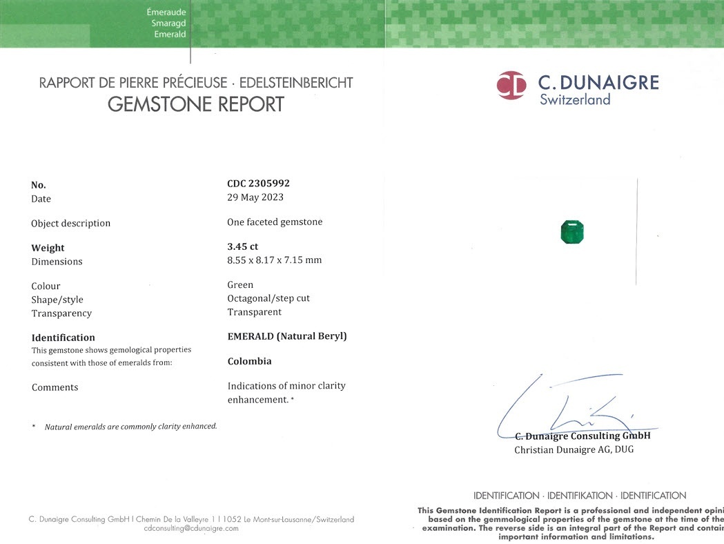 3.45 Ct. Emerald from Colombia