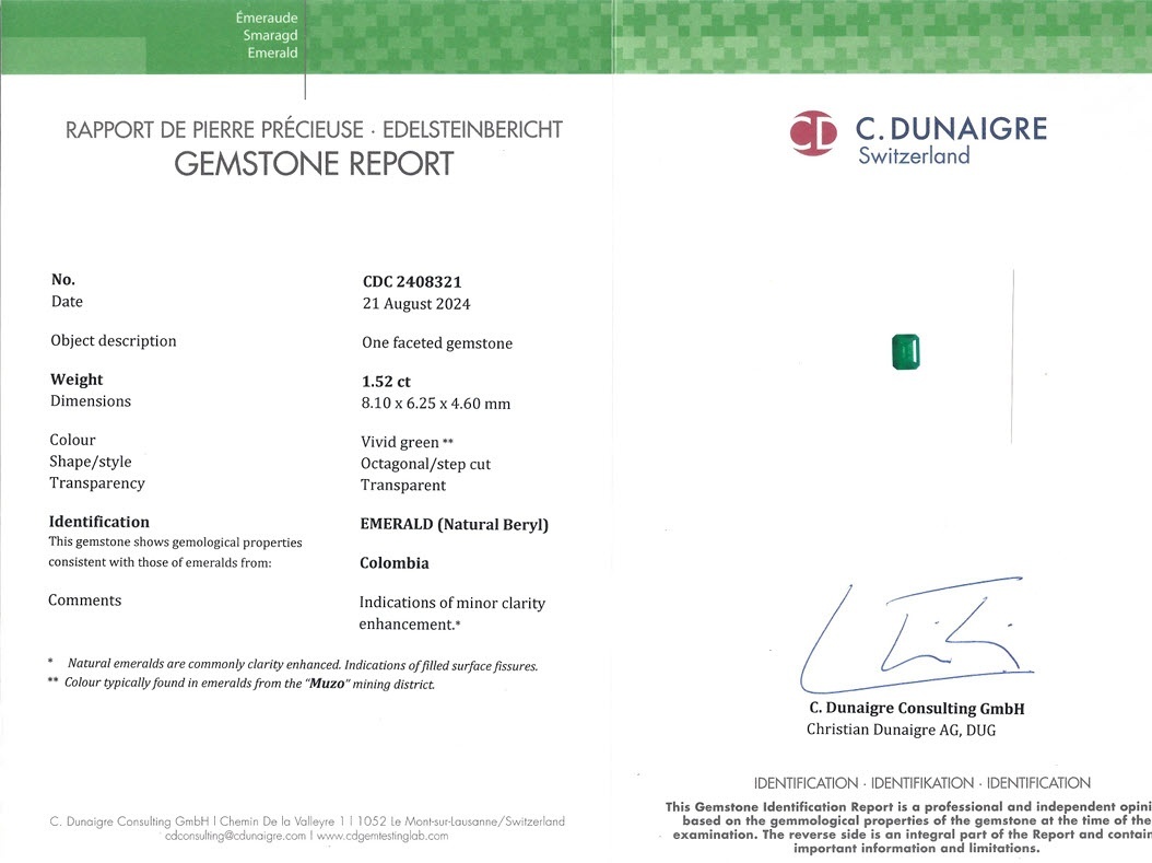 1.52 Ct. Emerald from Colombia - Muzo