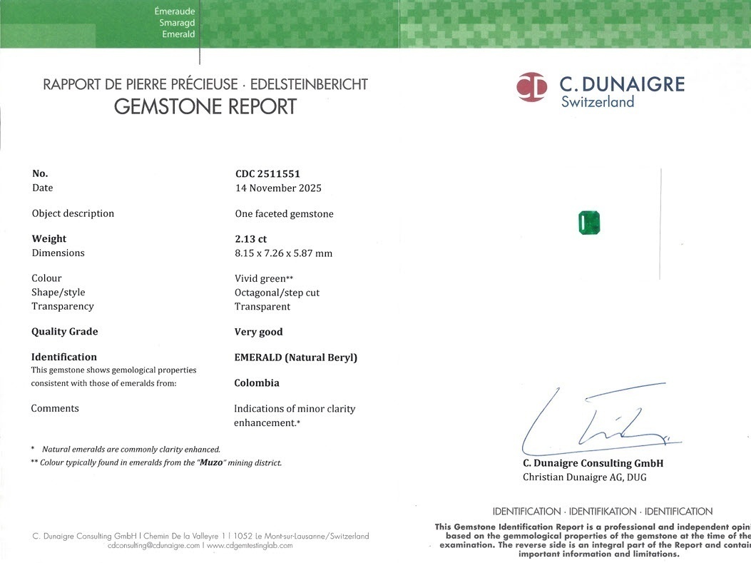 2.13 Ct. Emerald from Colombia - Muzo
