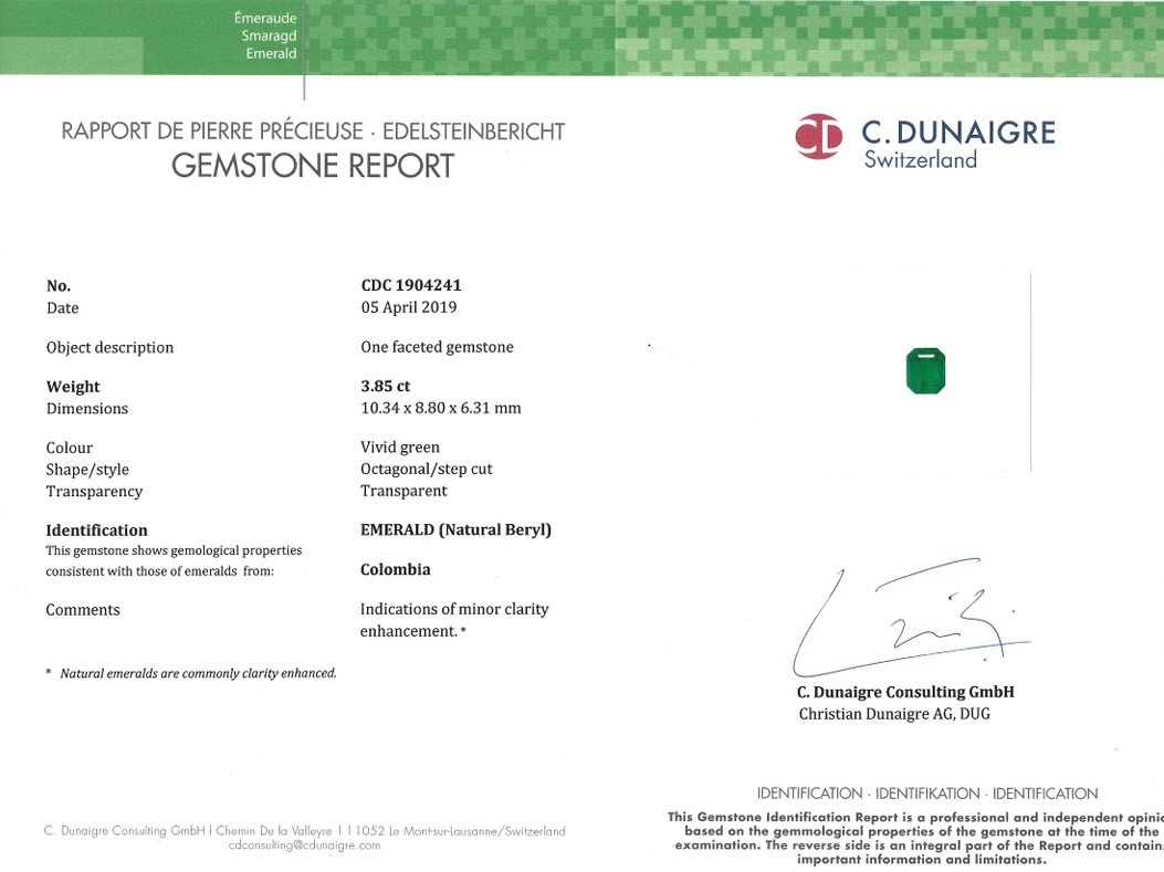 3.85 Ct. Emerald from Colombia