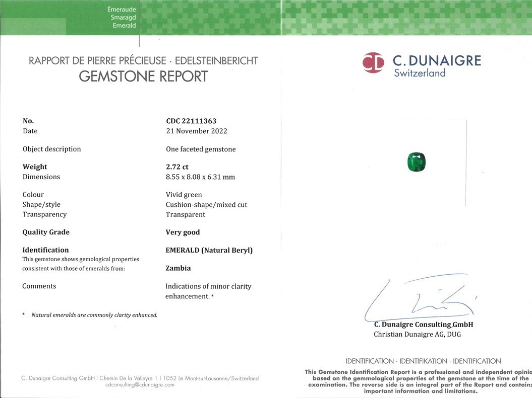 2.72 Ct. Emerald from Zambia