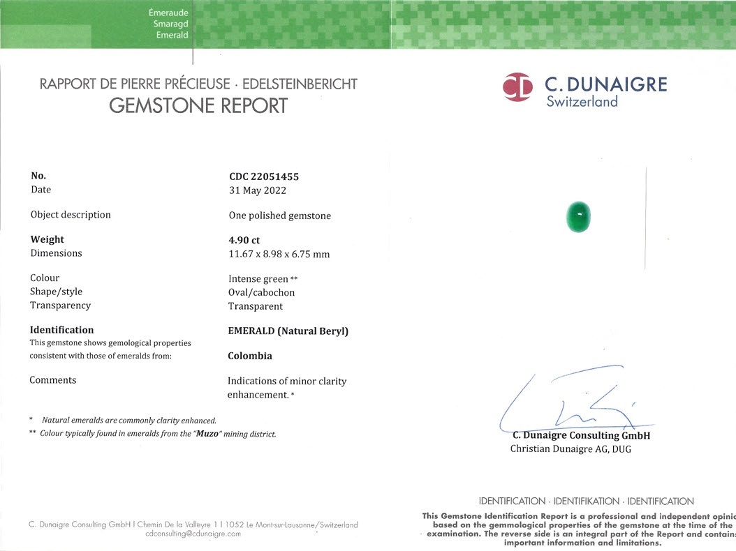 4.90 Ct. Cabochon Emerald from Colombia - Muzo