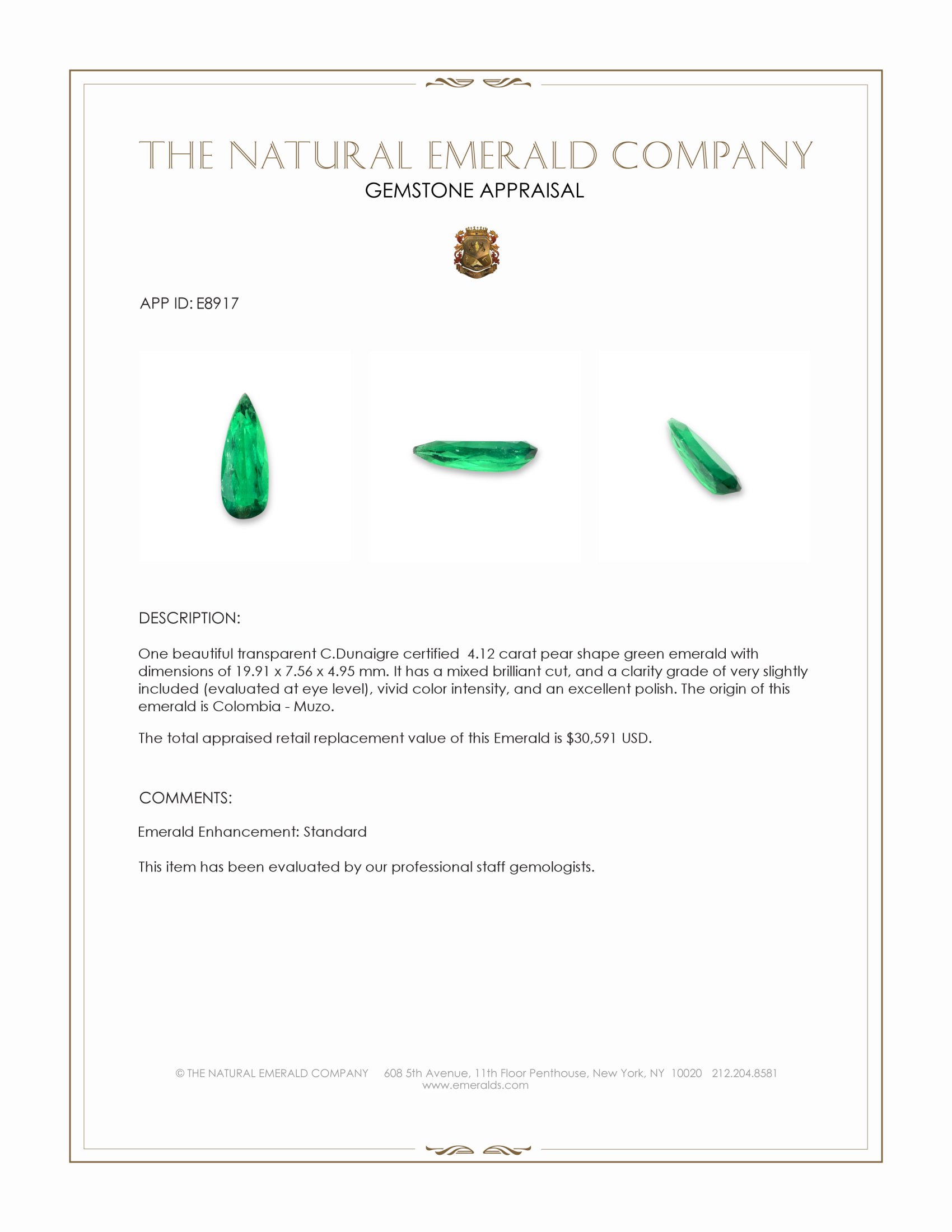 4.12 Ct. Emerald from Colombia - Muzo
