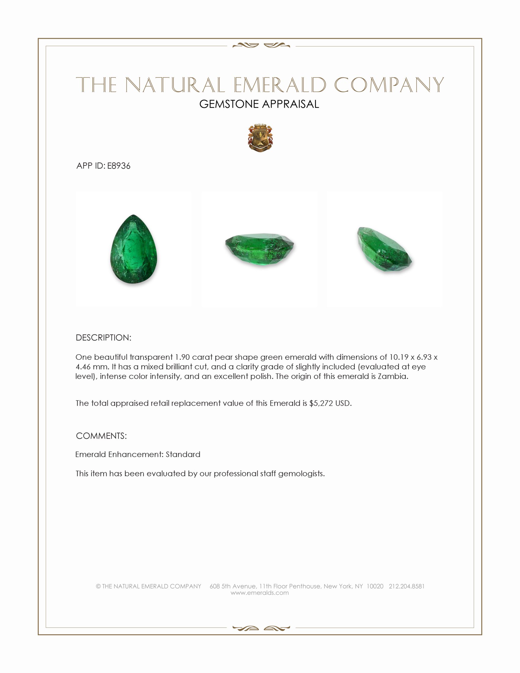 1.90 Ct. Emerald from Zambia