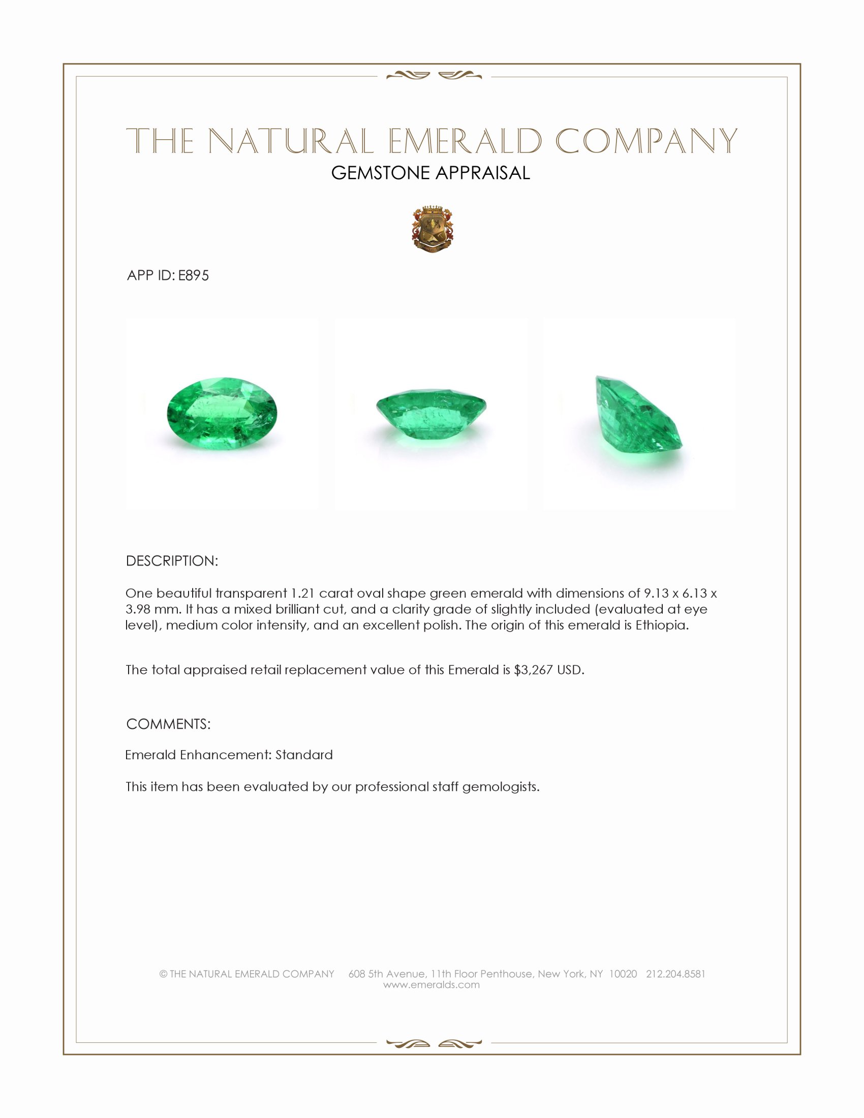 1.21 Ct. Emerald from Ethiopia