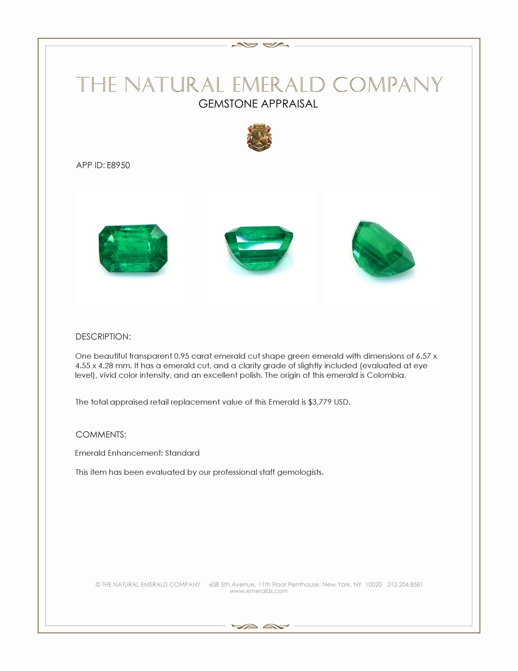 0.95 Ct. Emerald from Colombia