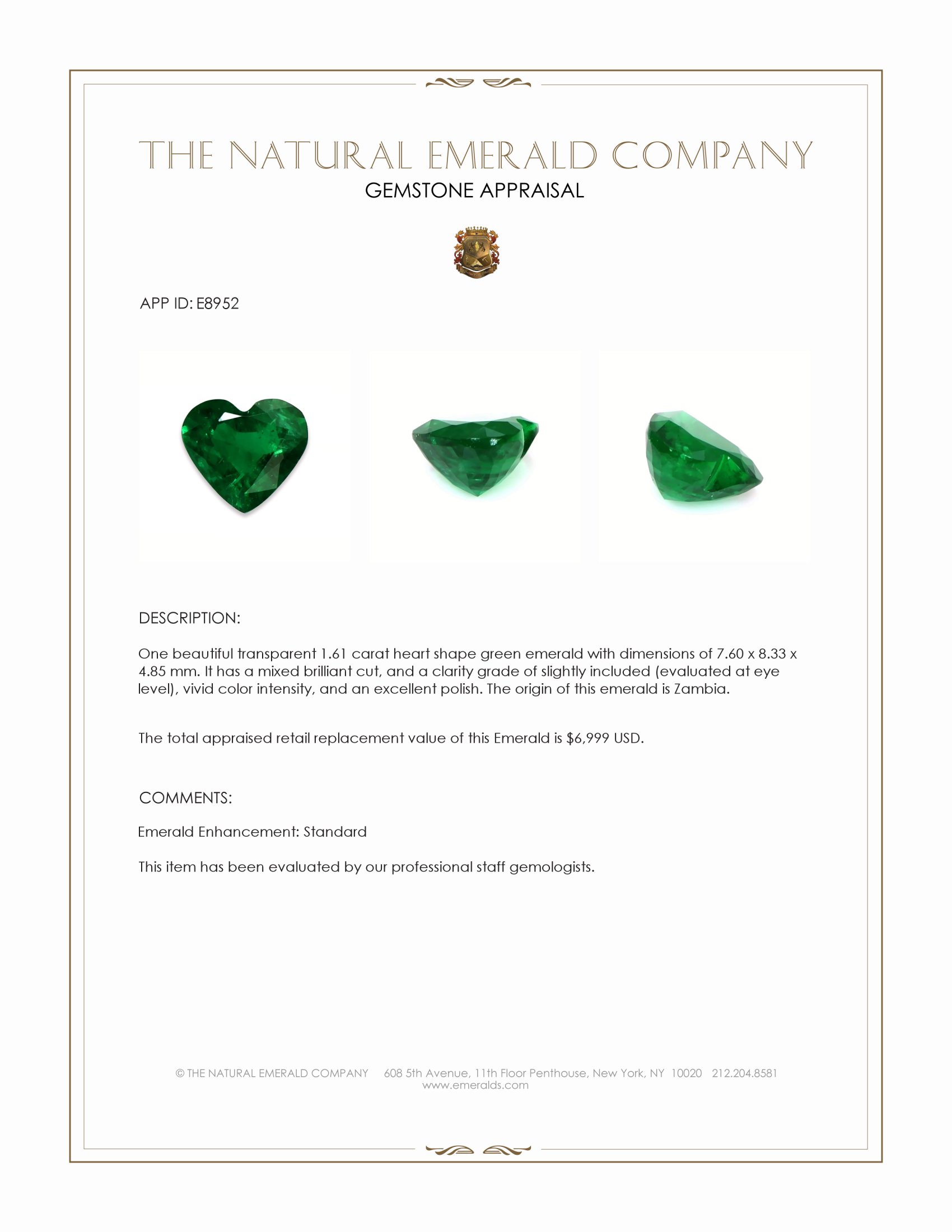 1.61 Ct. Emerald from Zambia
