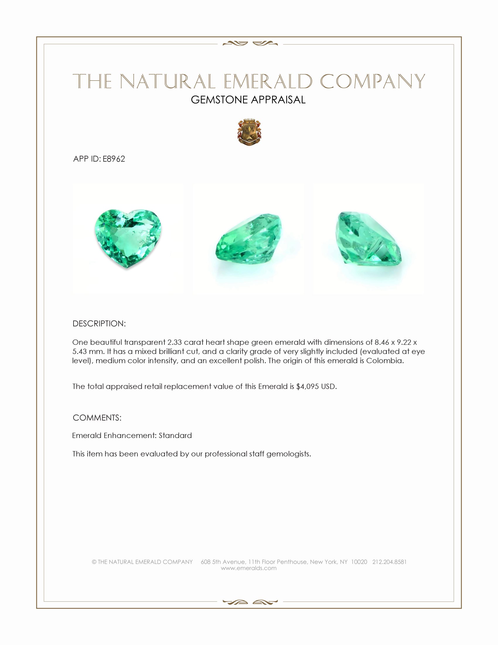 2.33 Ct. Emerald from Colombia