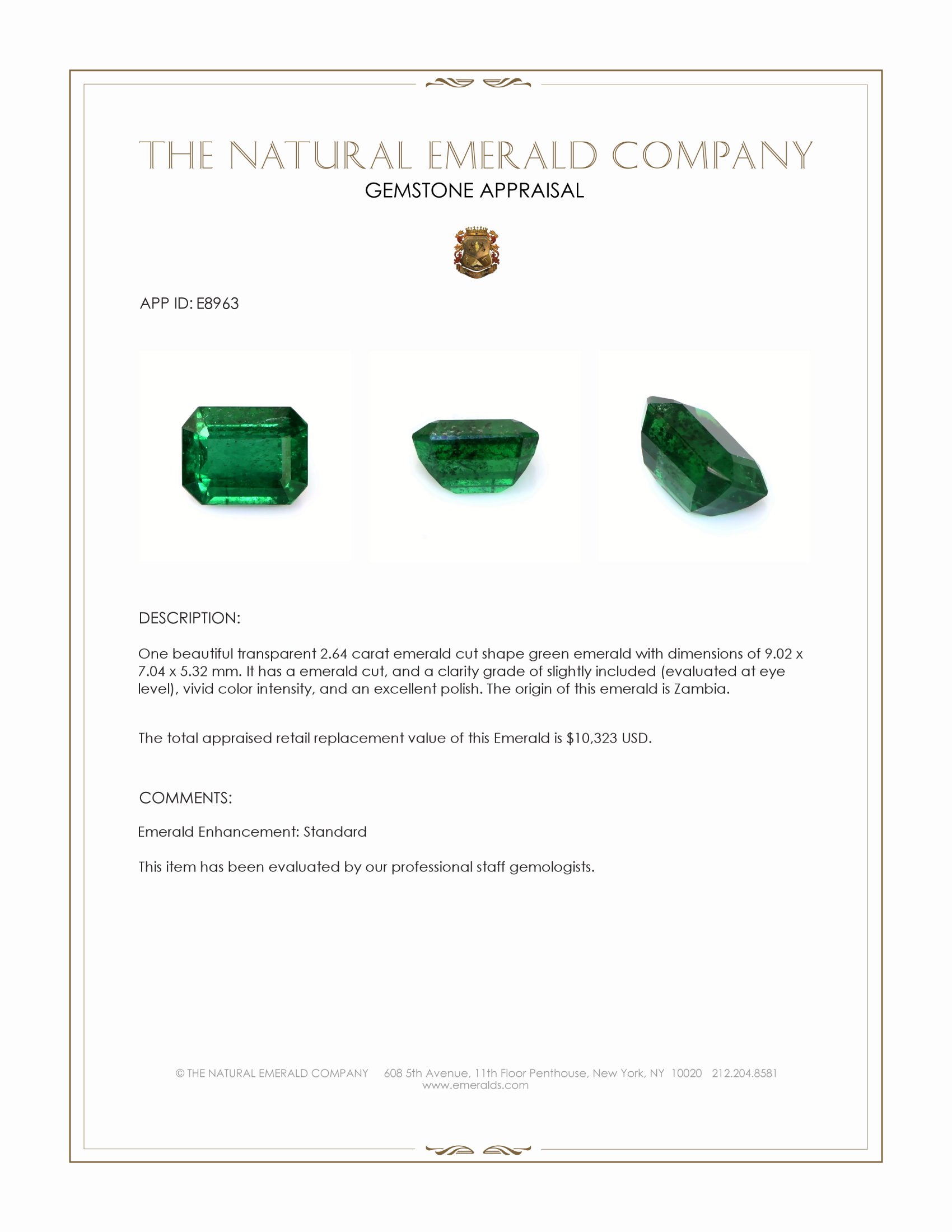 2.64 Ct. Emerald from Zambia