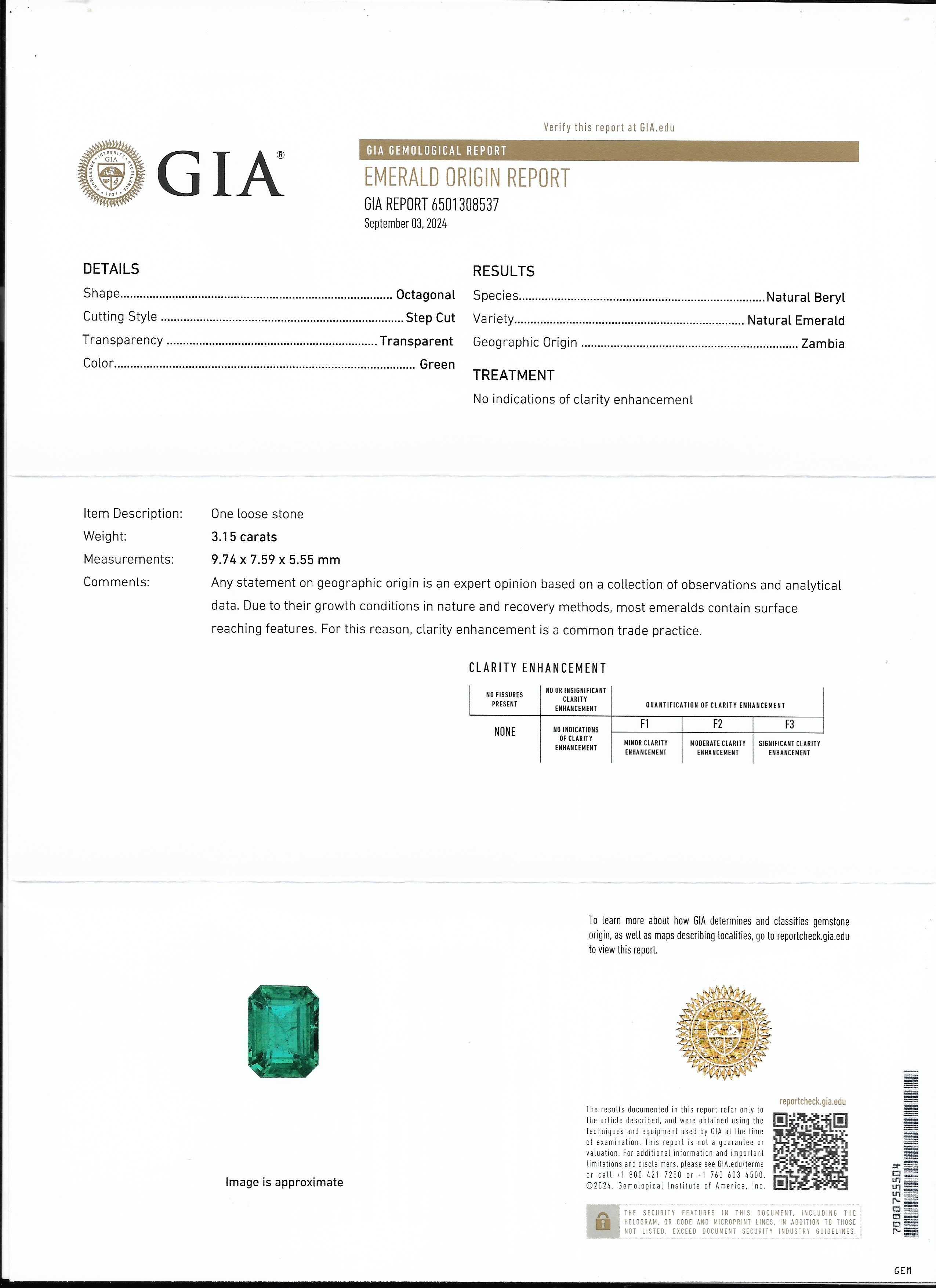 3.15 Ct. Emerald from Zambia