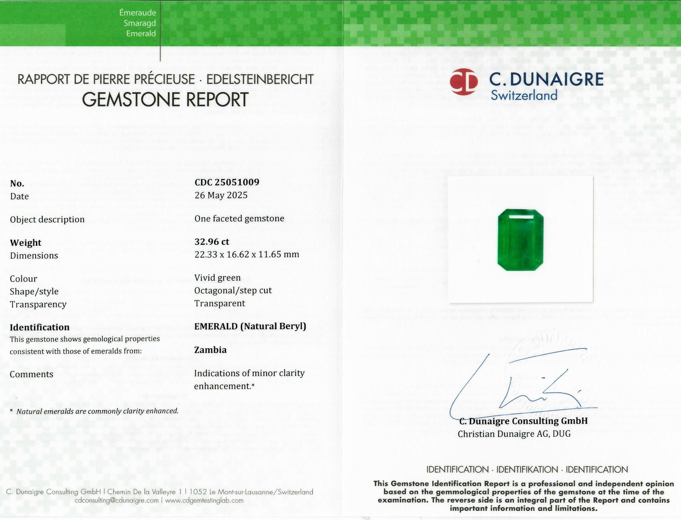 32.96 Ct. Emerald from Zambia