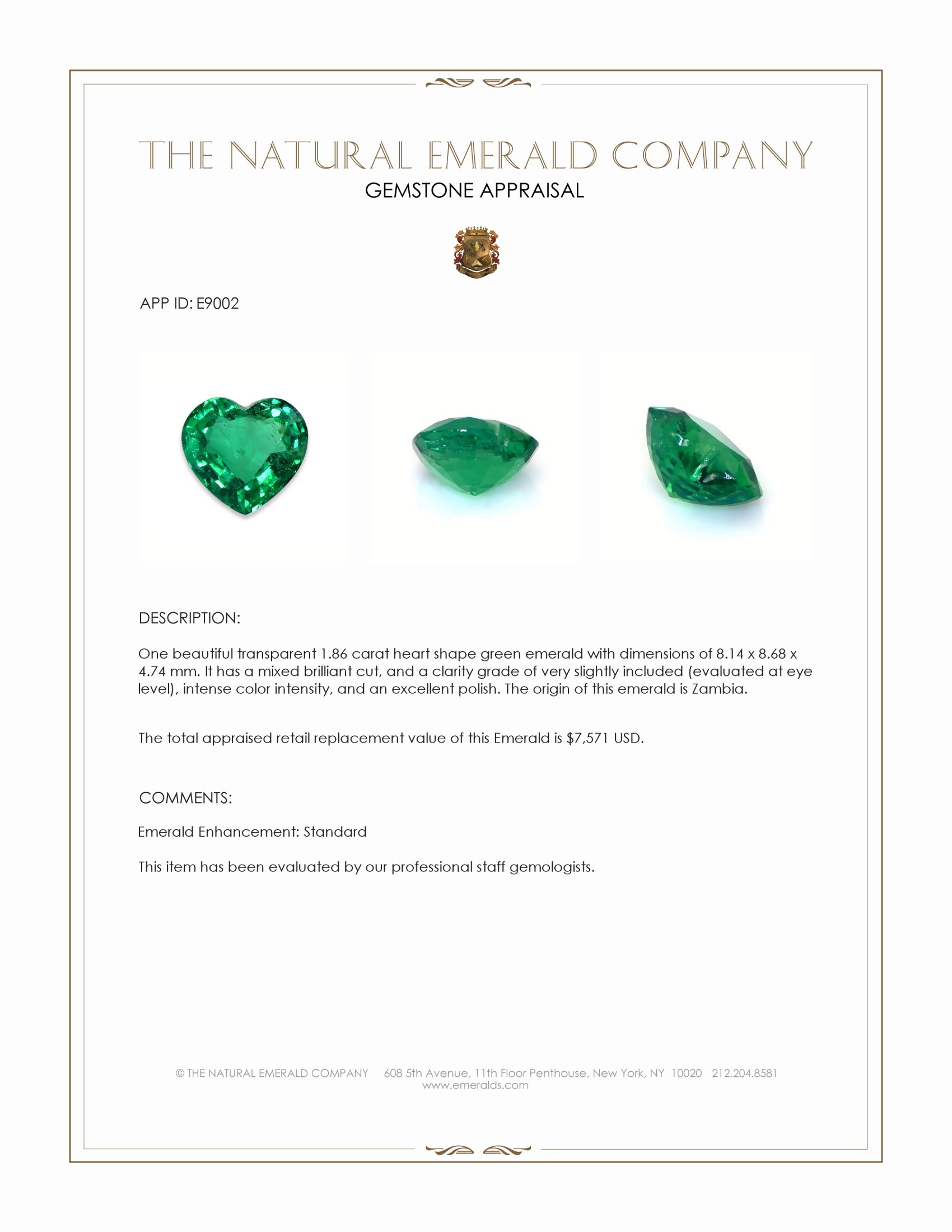 1.86 Ct. Emerald from Zambia