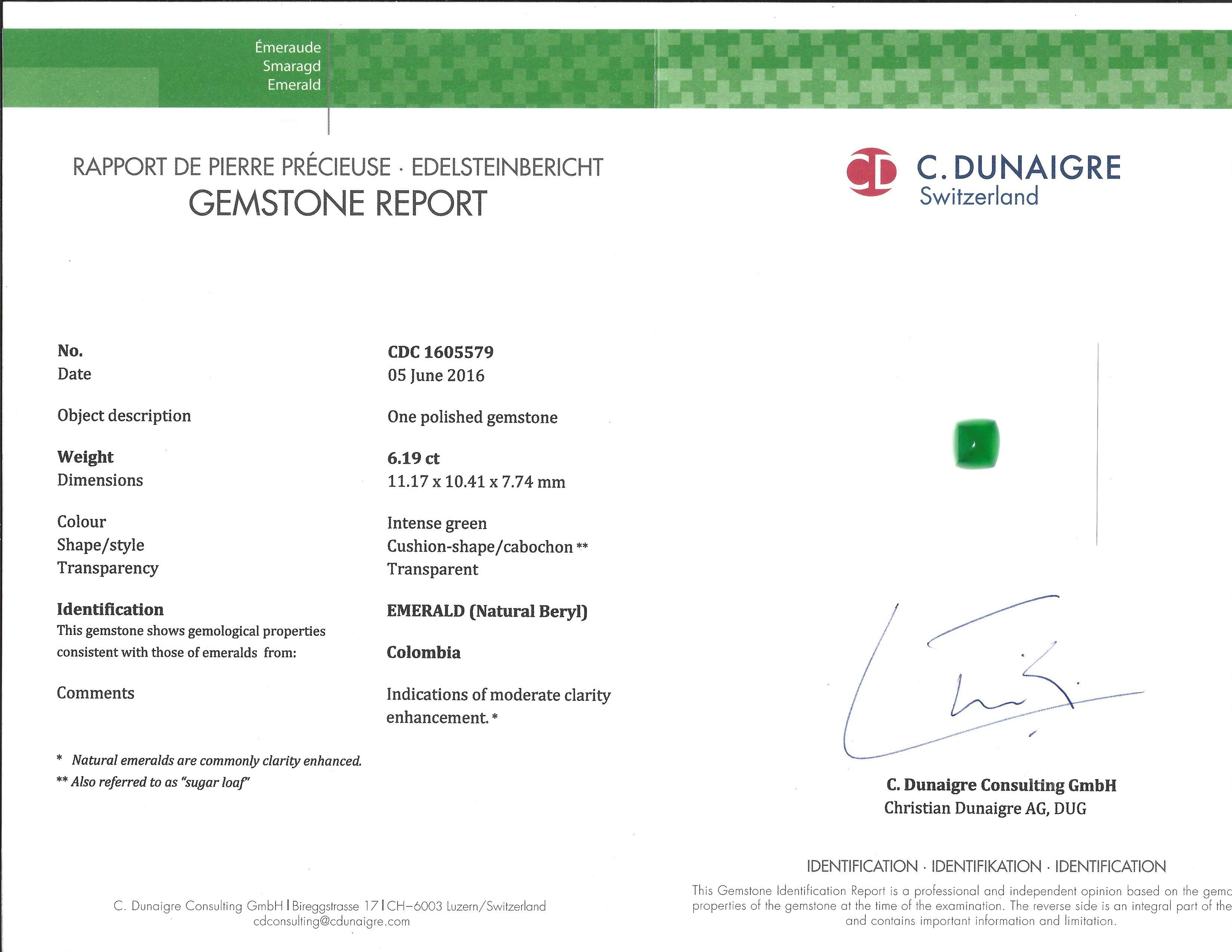 6.19 Ct. Cabochon Emerald from Colombia