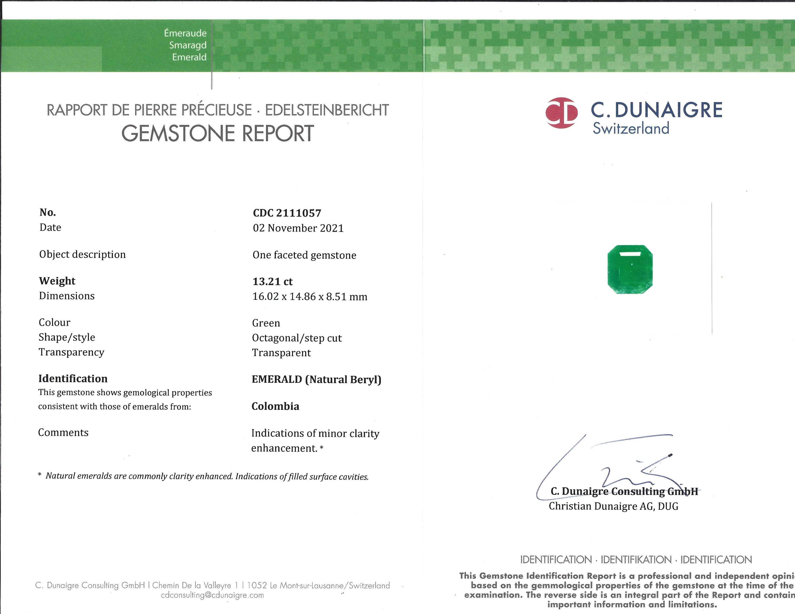 13.21 Ct. Emerald from Colombia