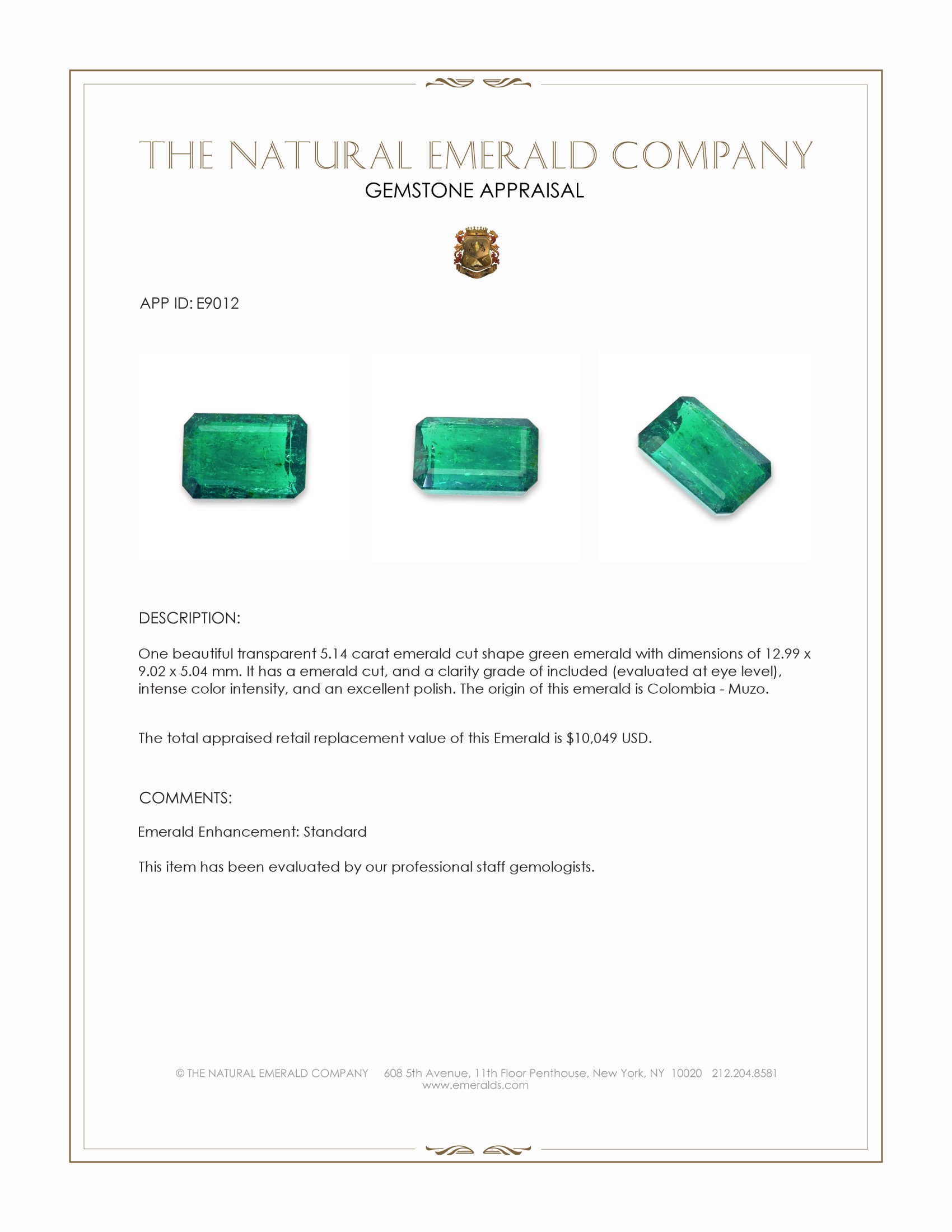 5.14 Ct. Emerald from Colombia