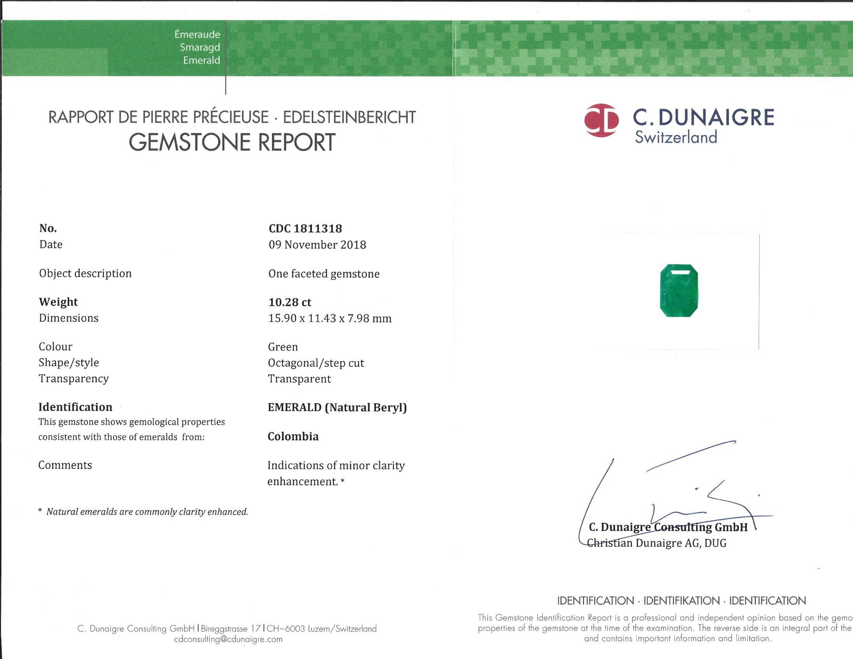 10.28 Ct. Emerald from Colombia
