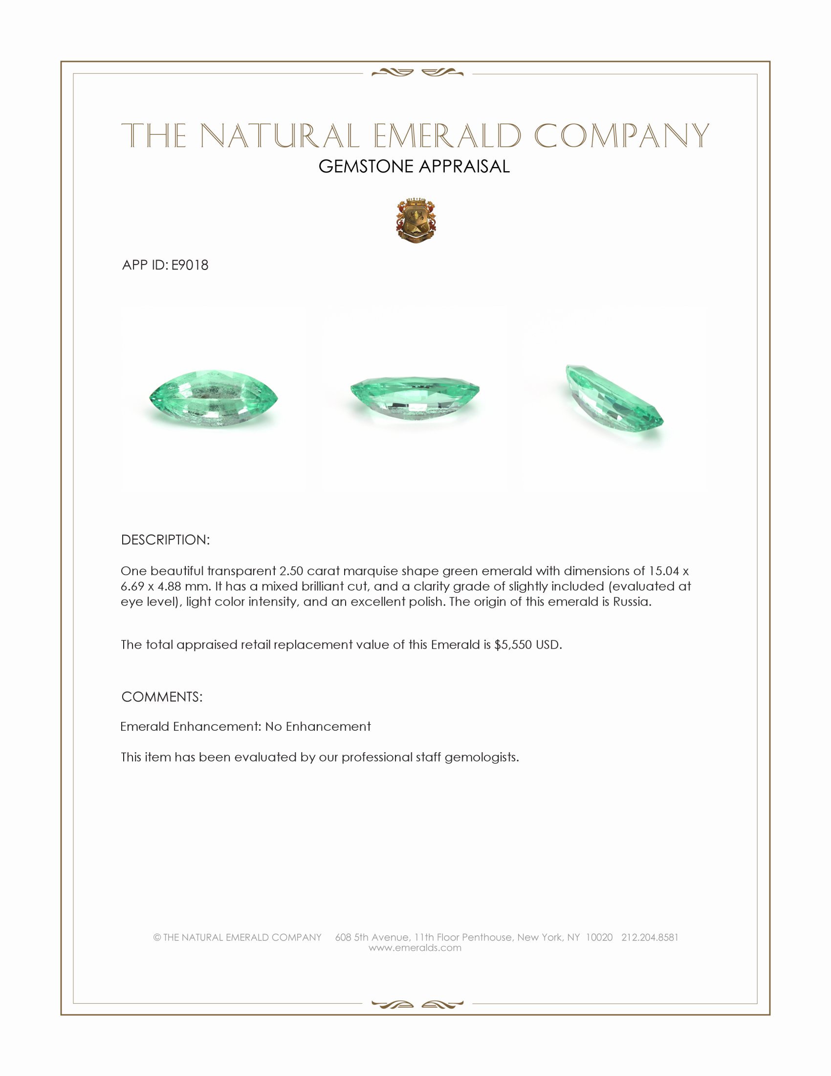 2.50 Ct. Emerald from Russia